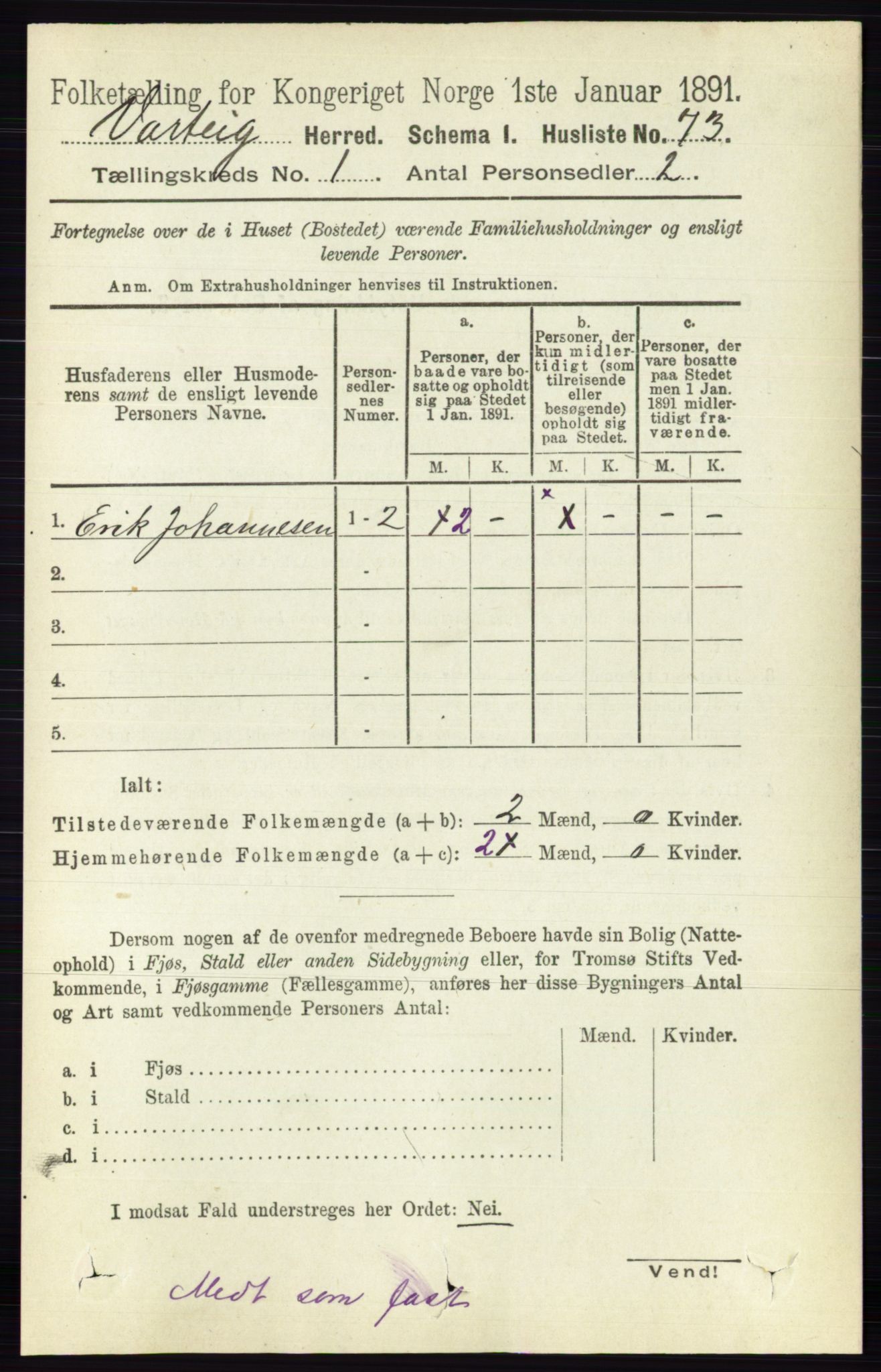 RA, 1891 census for 0114 Varteig, 1891, p. 88