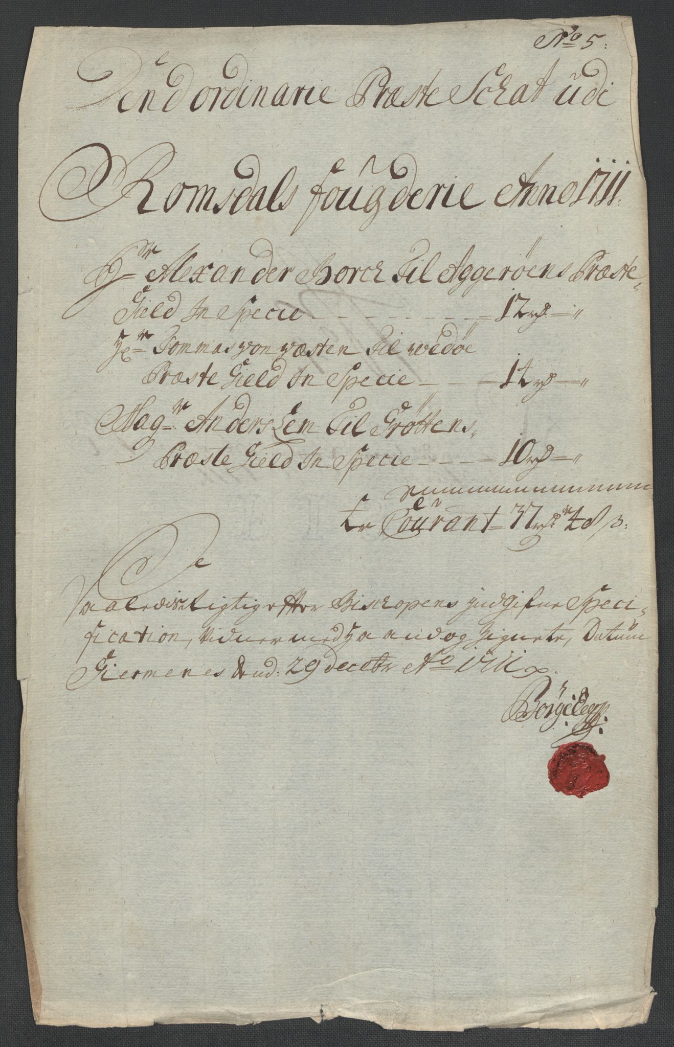 Rentekammeret inntil 1814, Reviderte regnskaper, Fogderegnskap, RA/EA-4092/R55/L3660: Fogderegnskap Romsdal, 1711, p. 117