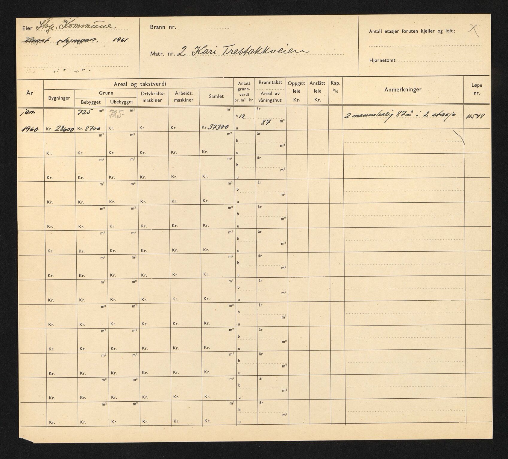 Stavanger kommune. Skattetakstvesenet, BYST/A-0440/F/Fa/Faa/L0023/0009: Skattetakstkort / Kari Trestakkvei 2 - Karlsminnegata 13