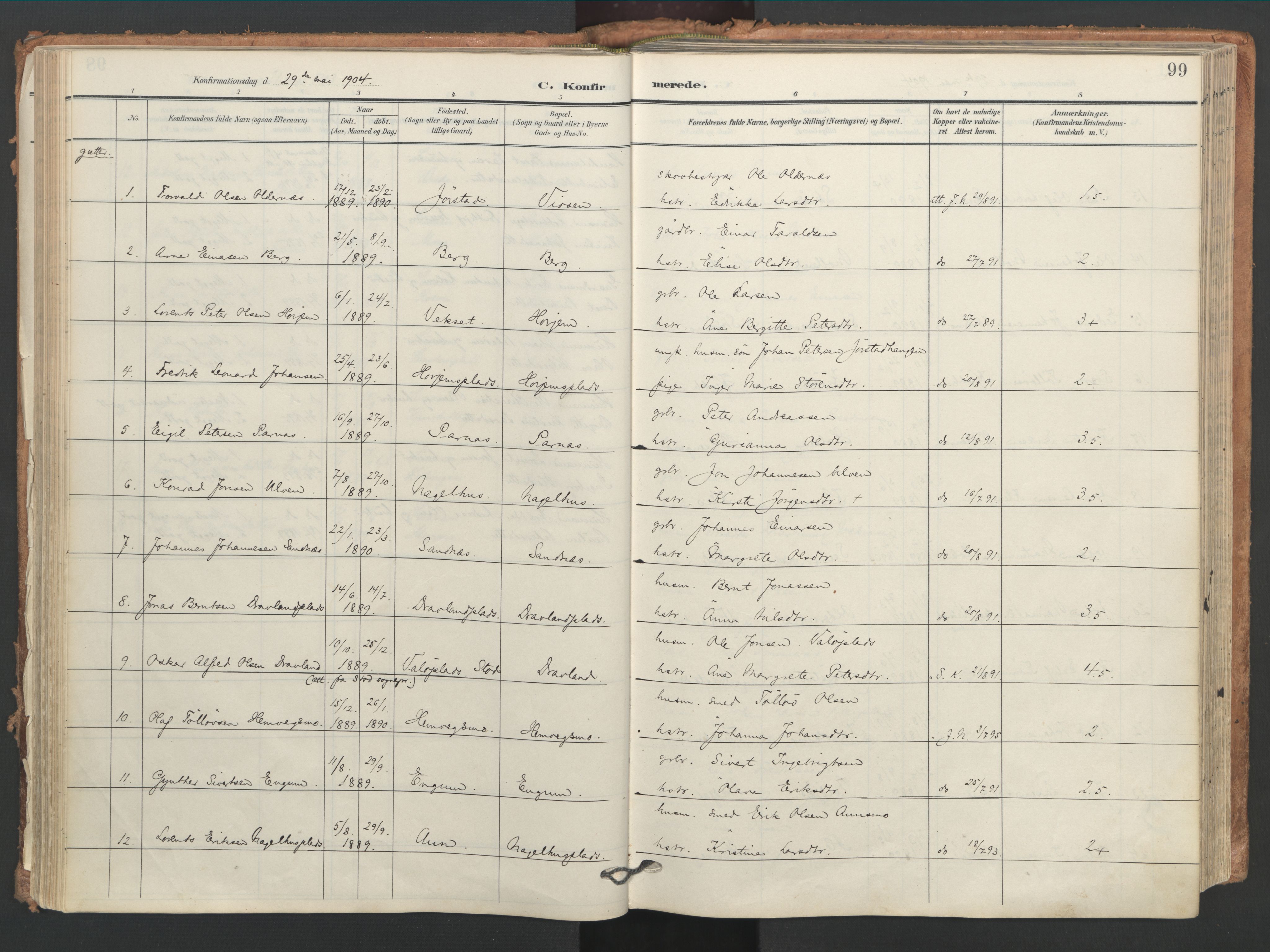 Ministerialprotokoller, klokkerbøker og fødselsregistre - Nord-Trøndelag, AV/SAT-A-1458/749/L0477: Parish register (official) no. 749A11, 1902-1927, p. 99