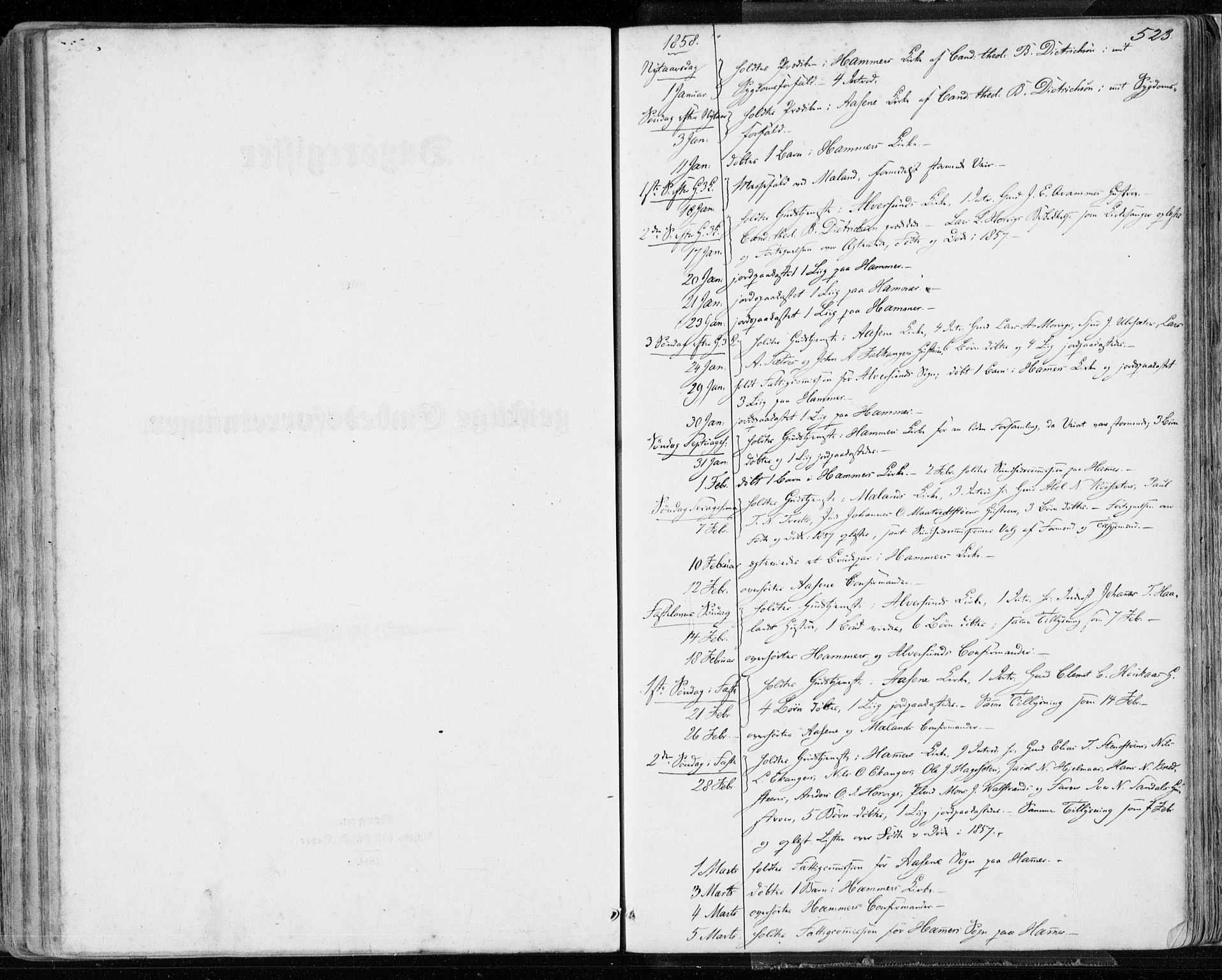 Hamre sokneprestembete, SAB/A-75501/H/Ha/Haa/Haaa/L0014: Parish register (official) no. A 14, 1858-1872, p. 523