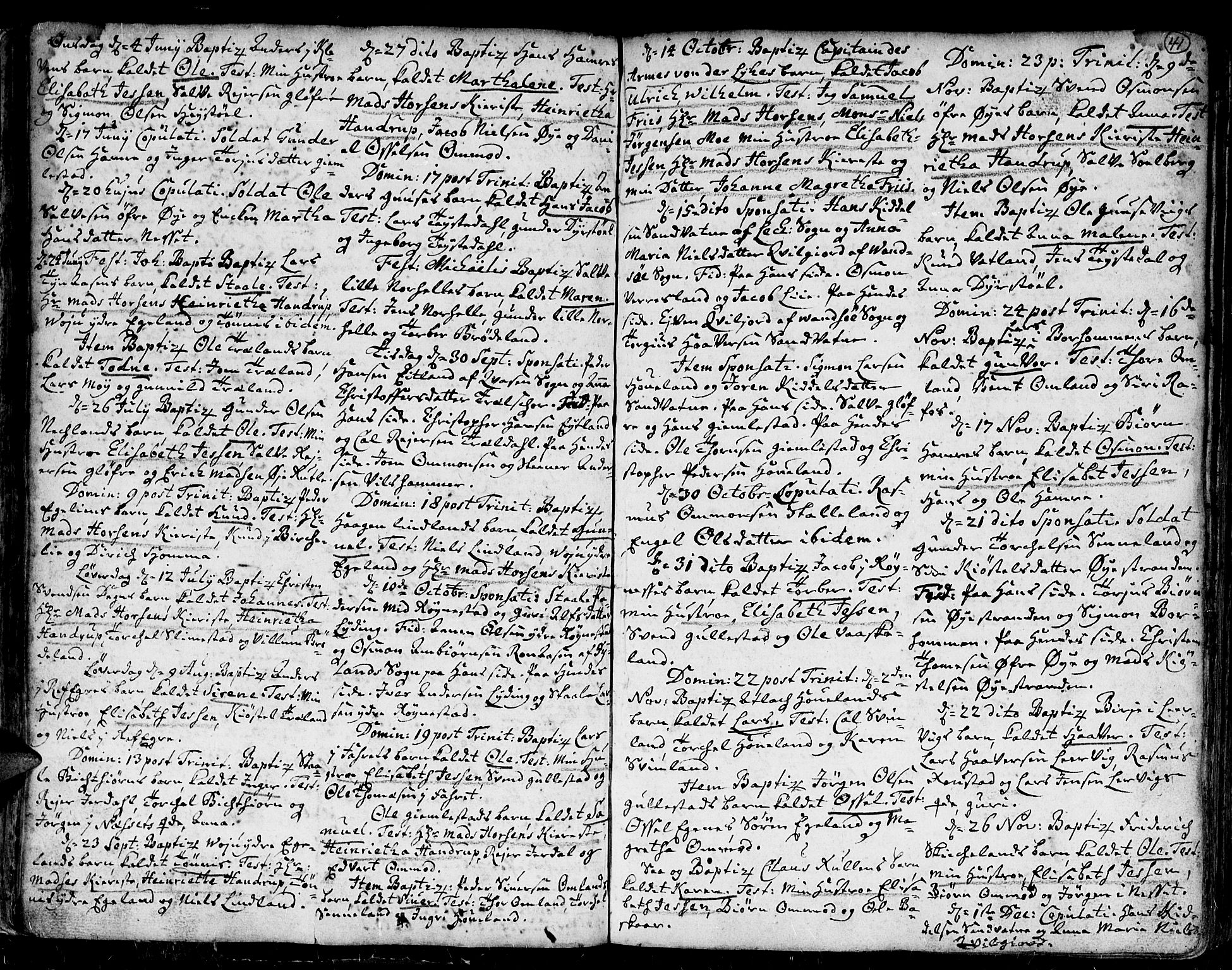 Kvinesdal sokneprestkontor, AV/SAK-1111-0026/F/Fa/Fab/L0001: Parish register (official) no. A 1 /1, 1710-1788, p. 41