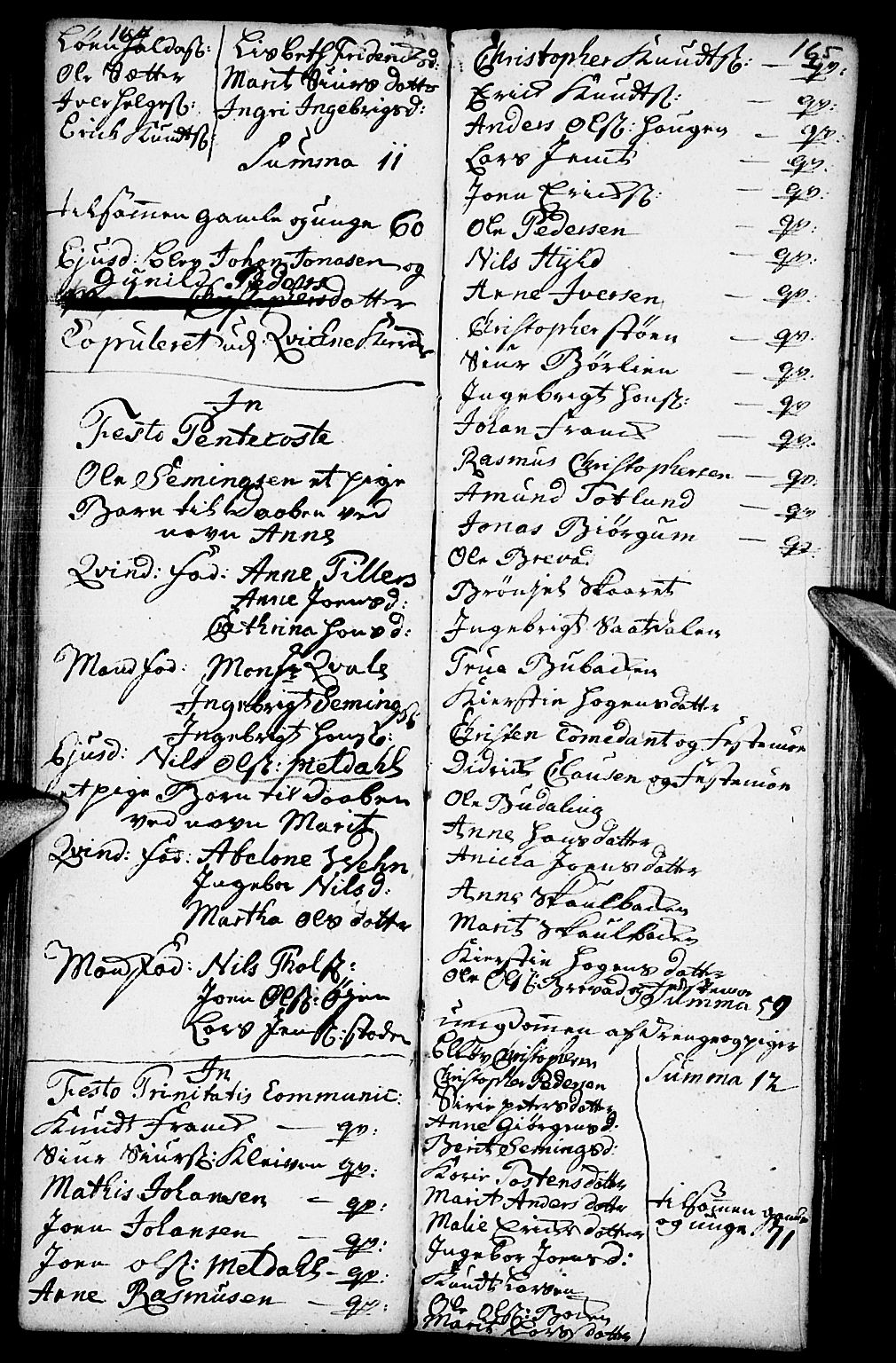 Kvikne prestekontor, SAH/PREST-064/H/Ha/Haa/L0001: Parish register (official) no. 1, 1740-1756, p. 164-165