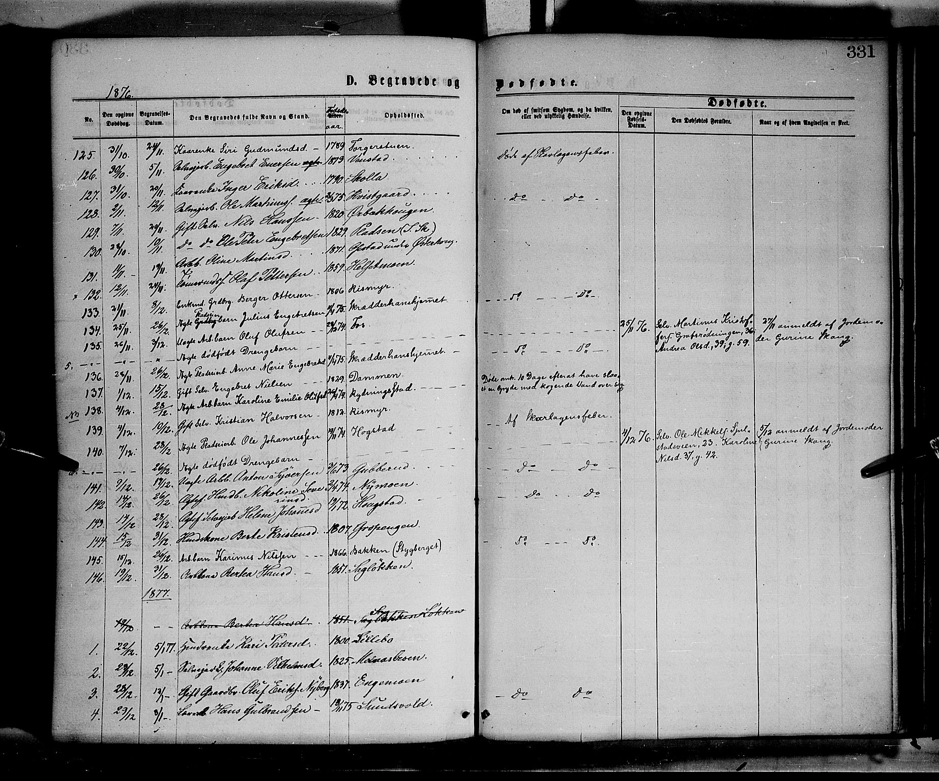 Elverum prestekontor, AV/SAH-PREST-044/H/Ha/Haa/L0011: Parish register (official) no. 11, 1869-1879, p. 331