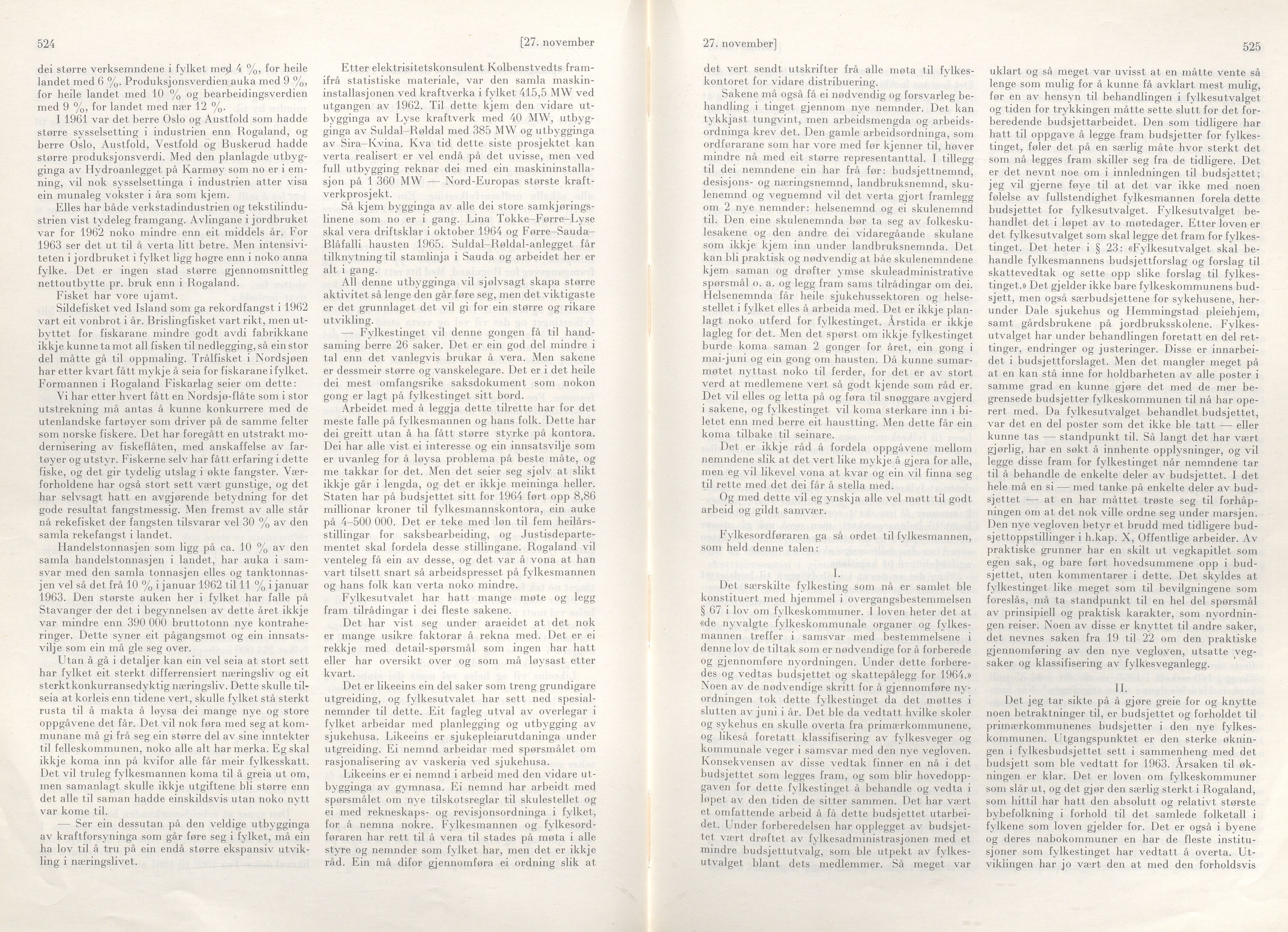 Rogaland fylkeskommune - Fylkesrådmannen , IKAR/A-900/A/Aa/Aaa/L0083: Møtebok , 1963, p. 524-525