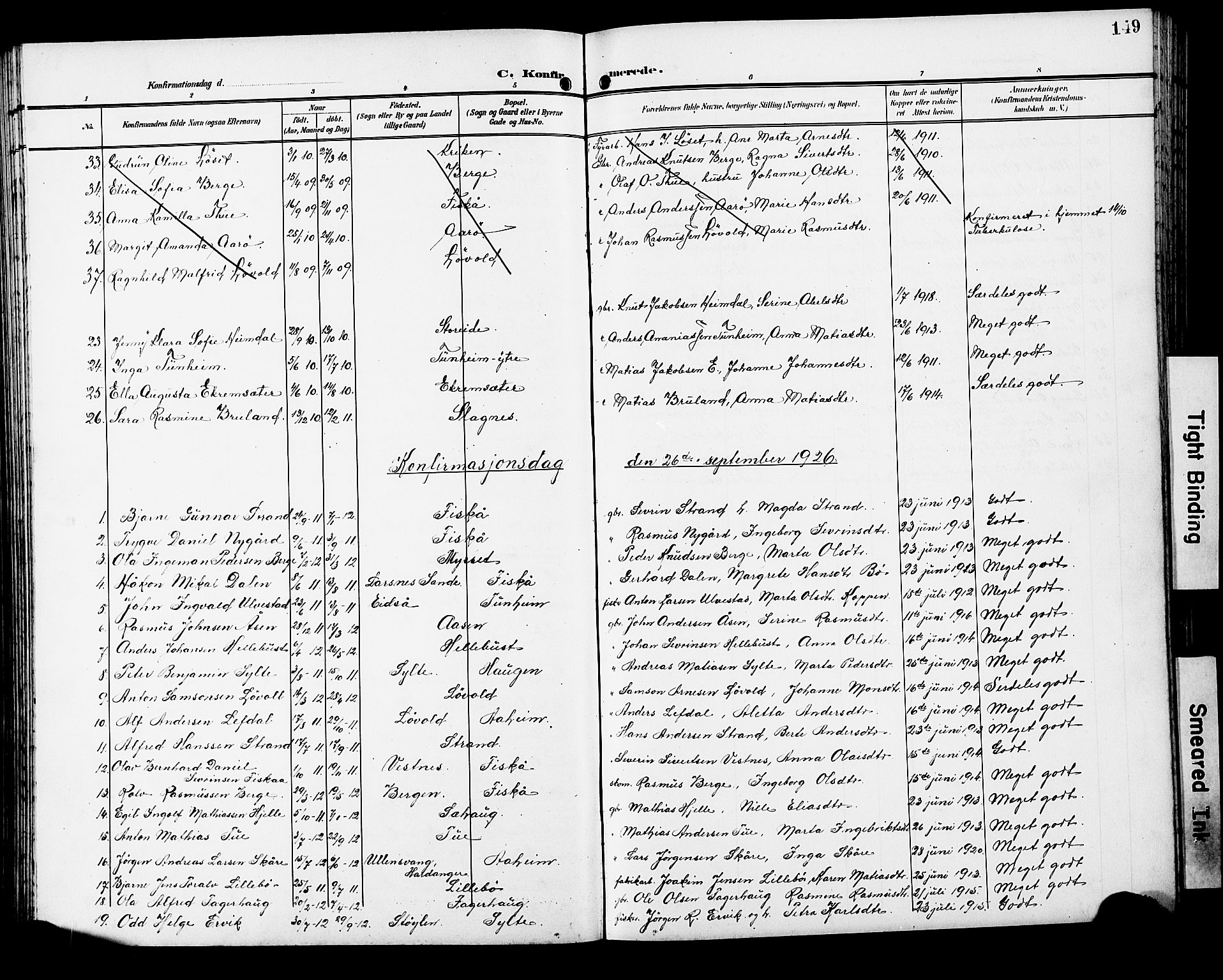 Ministerialprotokoller, klokkerbøker og fødselsregistre - Møre og Romsdal, SAT/A-1454/501/L0018: Parish register (copy) no. 501C04, 1902-1930, p. 149