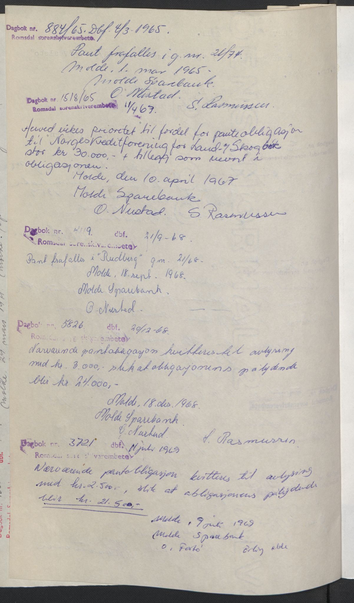 Romsdal sorenskriveri, AV/SAT-A-4149/1/2/2C: Mortgage book no. B3, 1946-1948, Diary no: : 884/1965