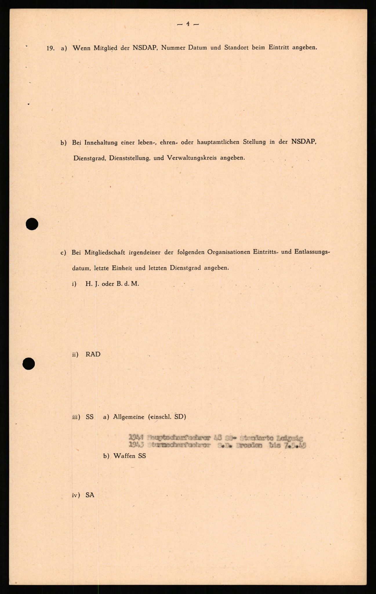 Forsvaret, Forsvarets overkommando II, RA/RAFA-3915/D/Db/L0021: CI Questionaires. Tyske okkupasjonsstyrker i Norge. Tyskere., 1945-1946, p. 125