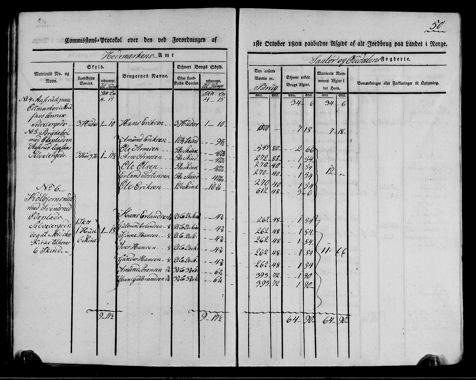 Rentekammeret inntil 1814, Realistisk ordnet avdeling, AV/RA-EA-4070/N/Ne/Nea/L0026: Solør og Odal fogderi. Kommisjonsprotokoll (gjenpart), 1803, p. 50