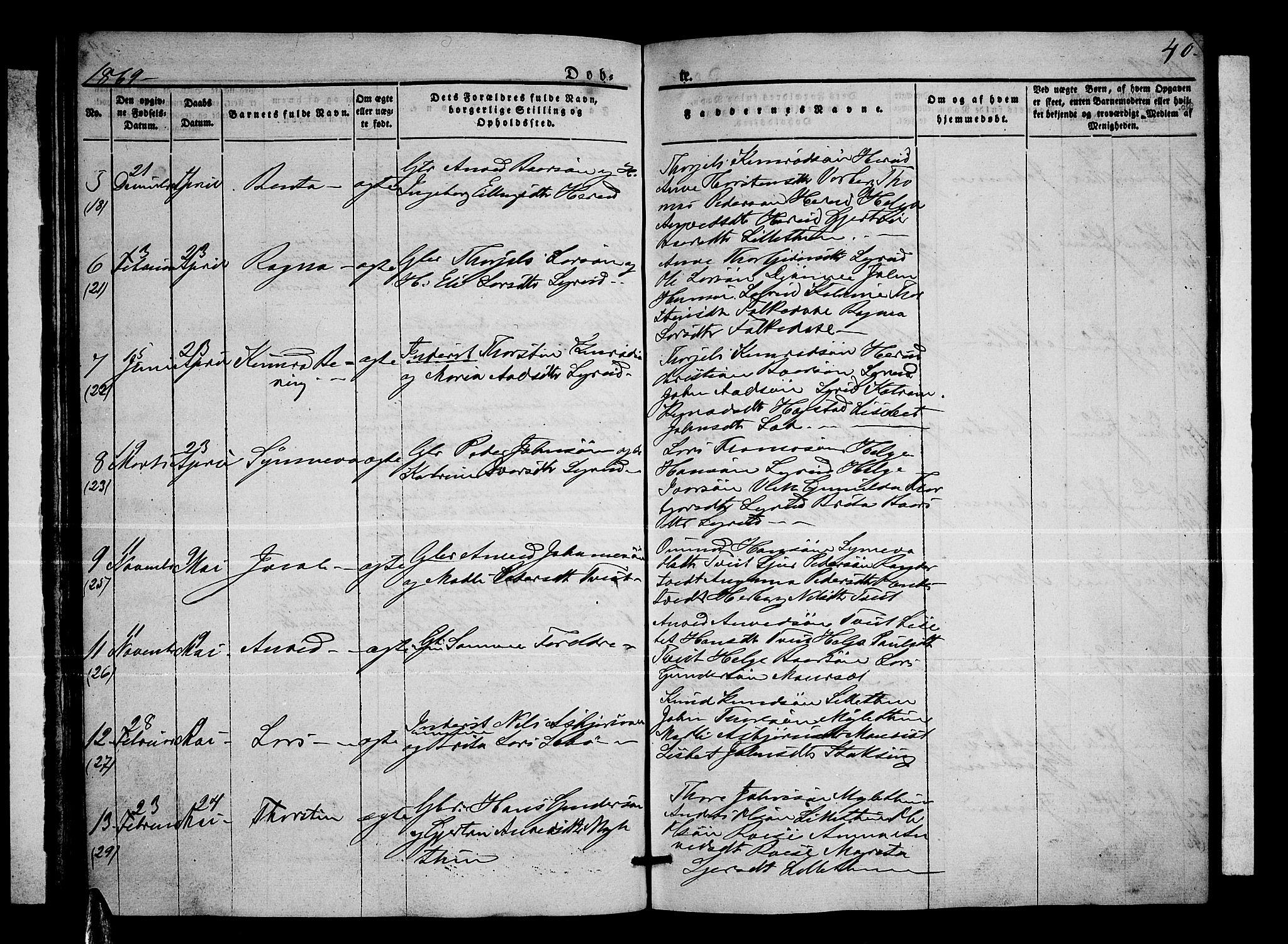 Ullensvang sokneprestembete, SAB/A-78701/H/Hab: Parish register (copy) no. C 1, 1855-1871, p. 40