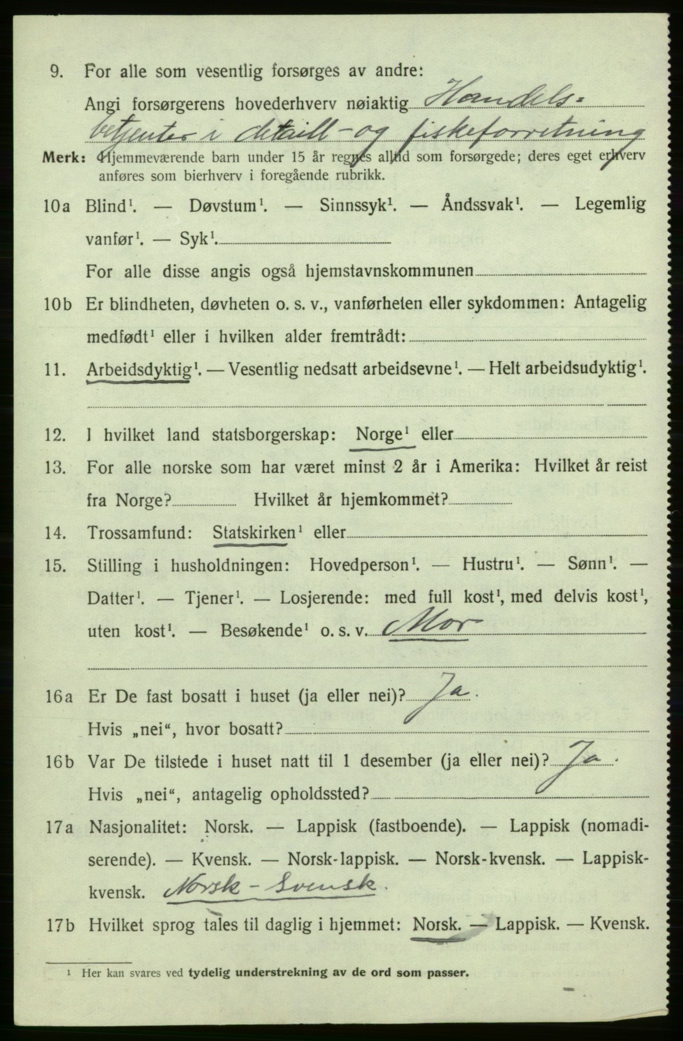 SATØ, 1920 census for Kjelvik, 1920, p. 6908