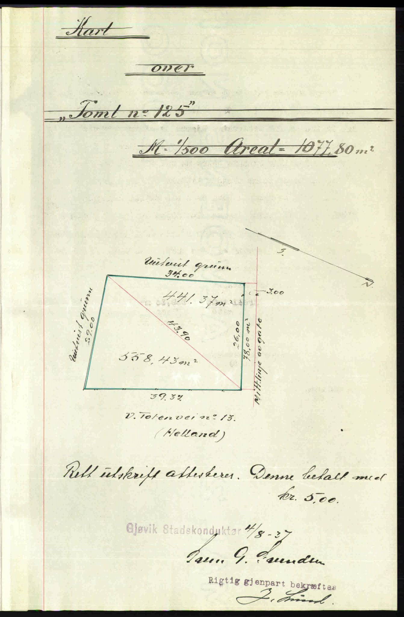 Toten tingrett, SAH/TING-006/H/Hb/Hbc/L0003: Mortgage book no. Hbc-03, 1937-1938, Diary no: : 232/1938