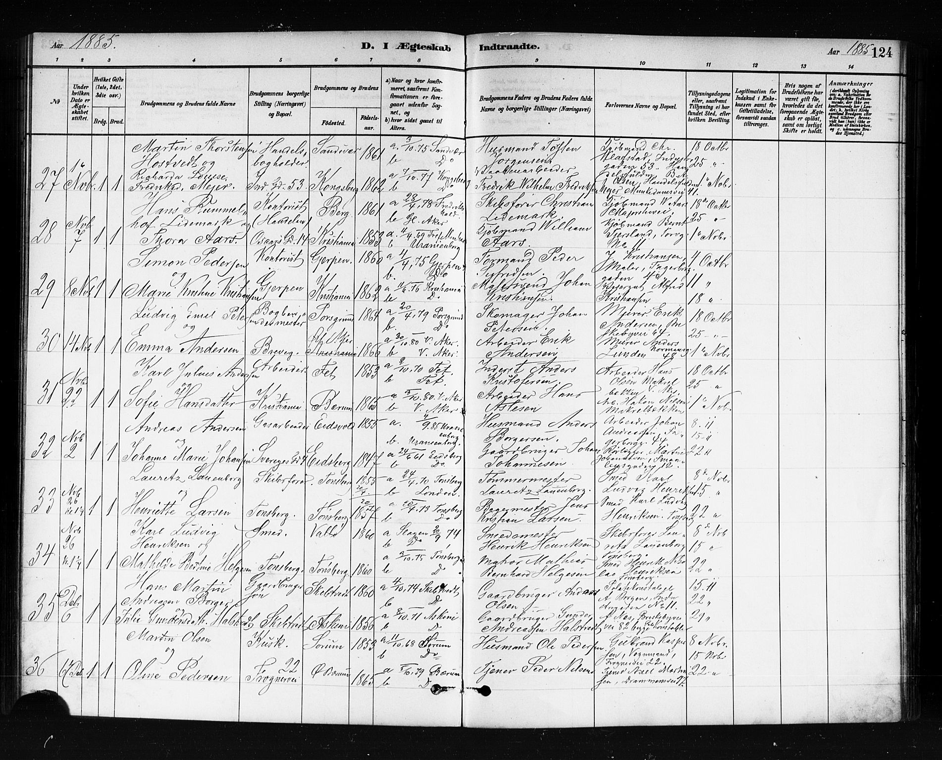 Uranienborg prestekontor Kirkebøker, SAO/A-10877/F/Fa/L0002: Parish register (official) no. 2, 1880-1896, p. 124