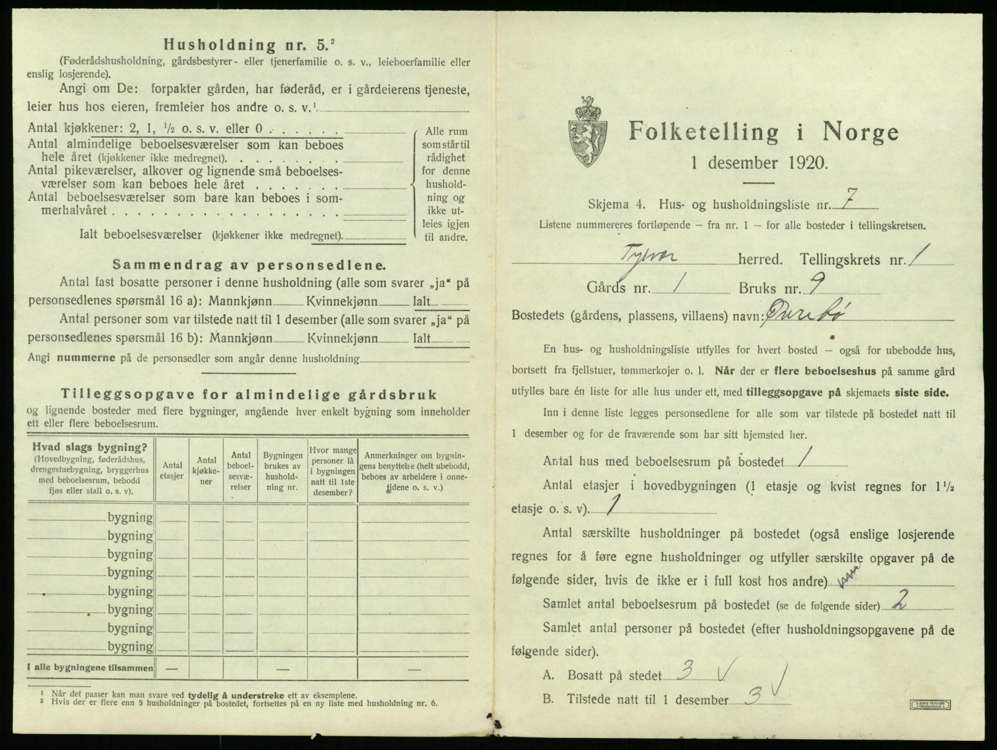 SAST, 1920 census for Tysvær, 1920, p. 54