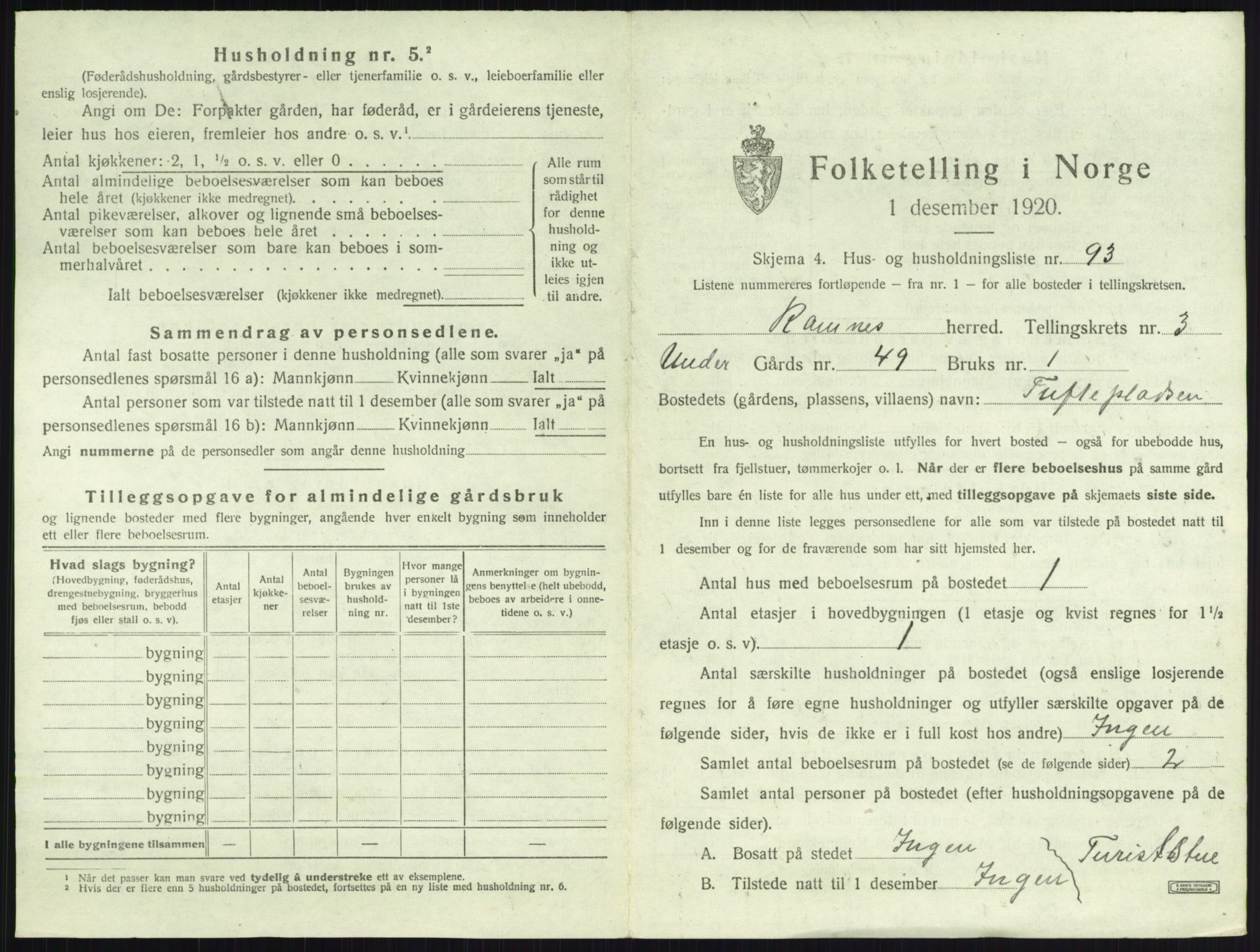 SAKO, 1920 census for Ramnes, 1920, p. 589