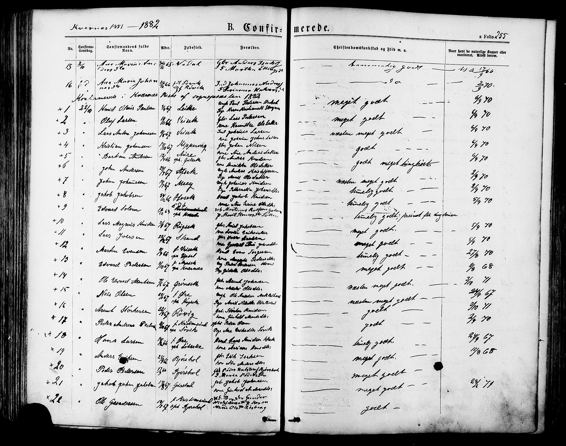 Ministerialprotokoller, klokkerbøker og fødselsregistre - Møre og Romsdal, SAT/A-1454/568/L0805: Parish register (official) no. 568A12 /1, 1869-1884, p. 255