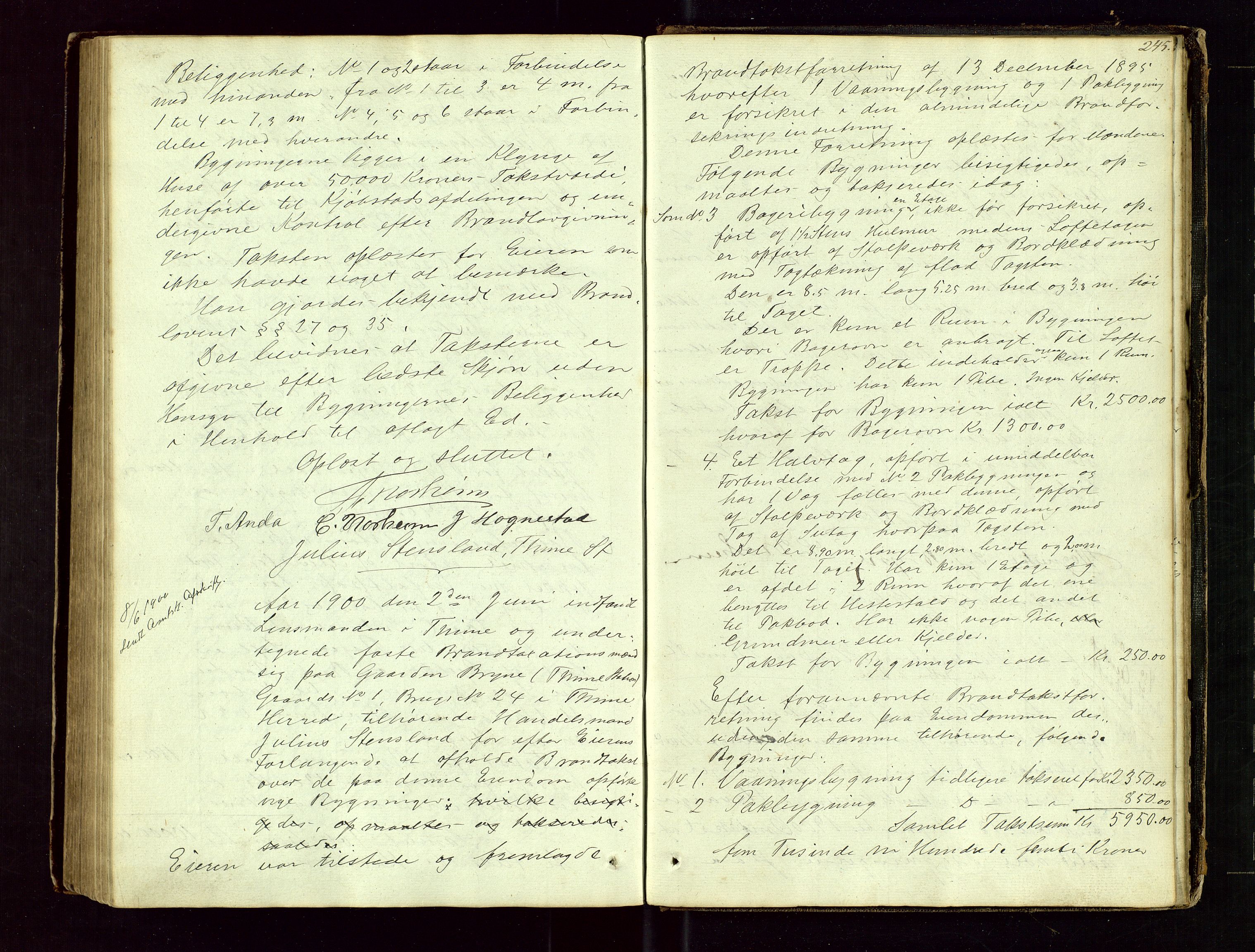 Time lensmannskontor, SAST/A-100420/Goa/L0001: "Brandtaxations-Protocol for Houglands Thinglaug", 1846-1904, p. 244b-245a