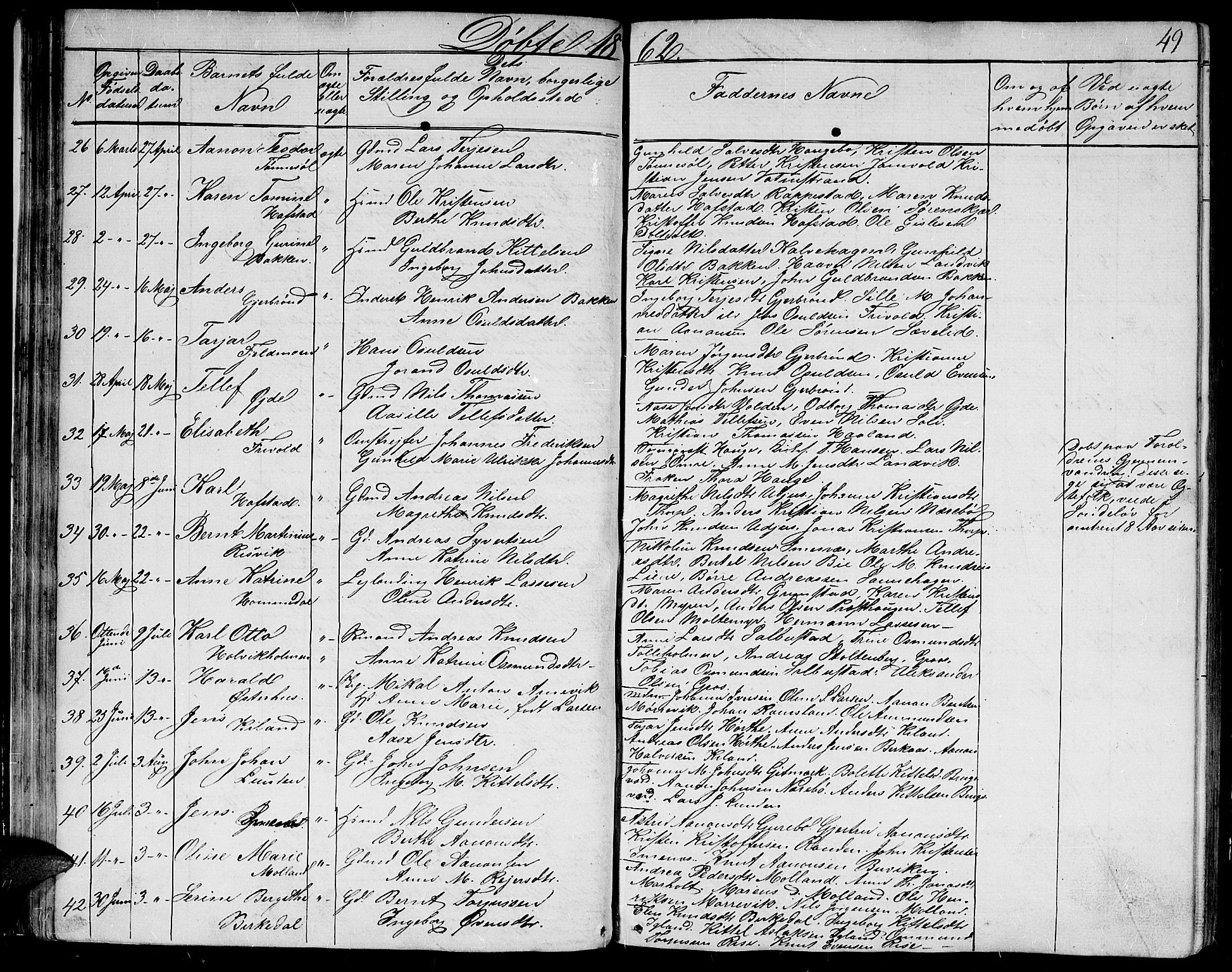 Hommedal sokneprestkontor, AV/SAK-1111-0023/F/Fb/Fbb/L0005: Parish register (copy) no. B 5, 1850-1869, p. 49