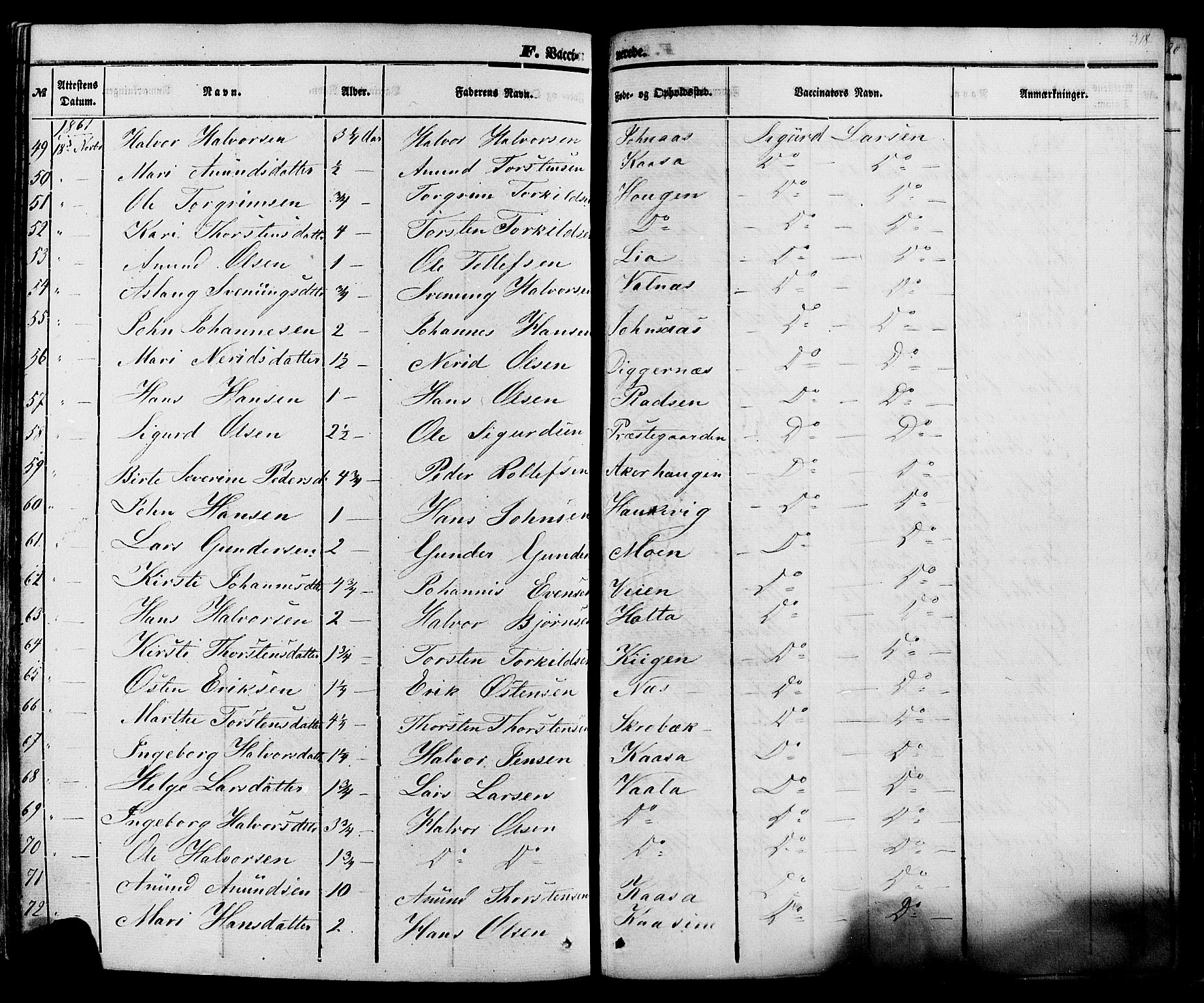 Sauherad kirkebøker, AV/SAKO-A-298/F/Fa/L0007: Parish register (official) no. I 7, 1851-1873, p. 318