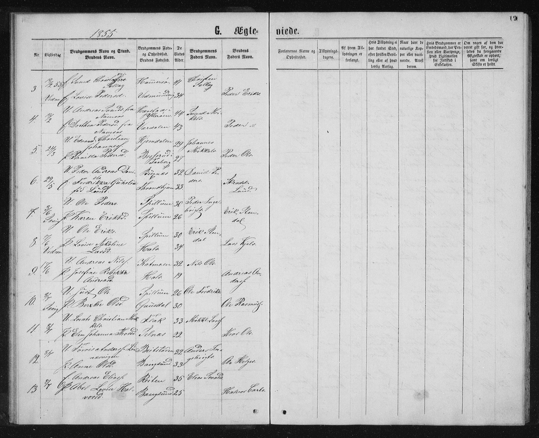 Ministerialprotokoller, klokkerbøker og fødselsregistre - Nord-Trøndelag, AV/SAT-A-1458/768/L0568: Parish register (official) no. 768A03, 1836-1865, p. 19