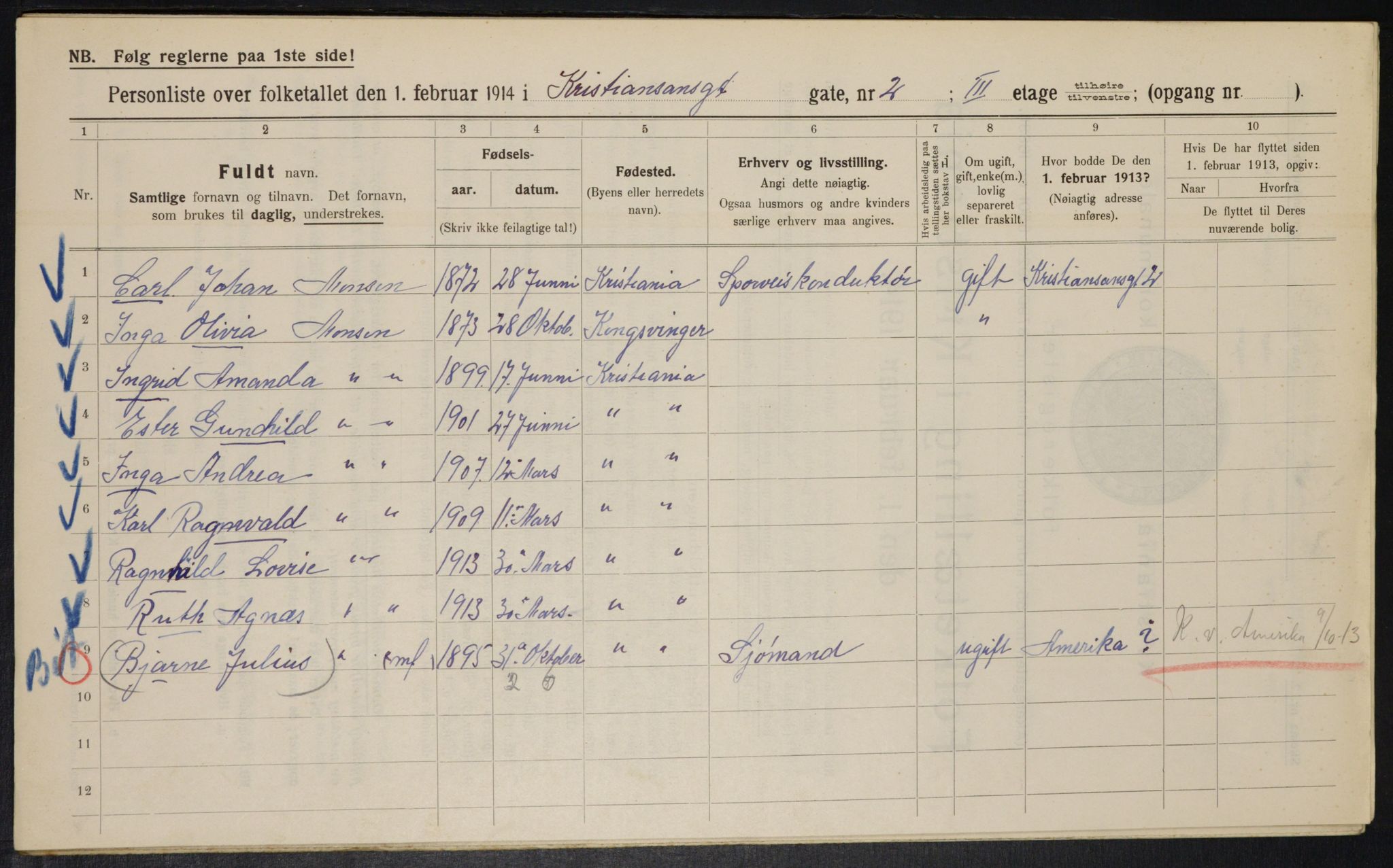 OBA, Municipal Census 1914 for Kristiania, 1914, p. 54158