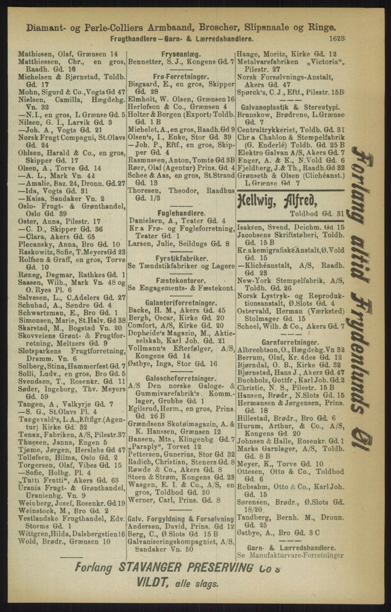 Kristiania/Oslo adressebok, PUBL/-, 1911, p. 1623