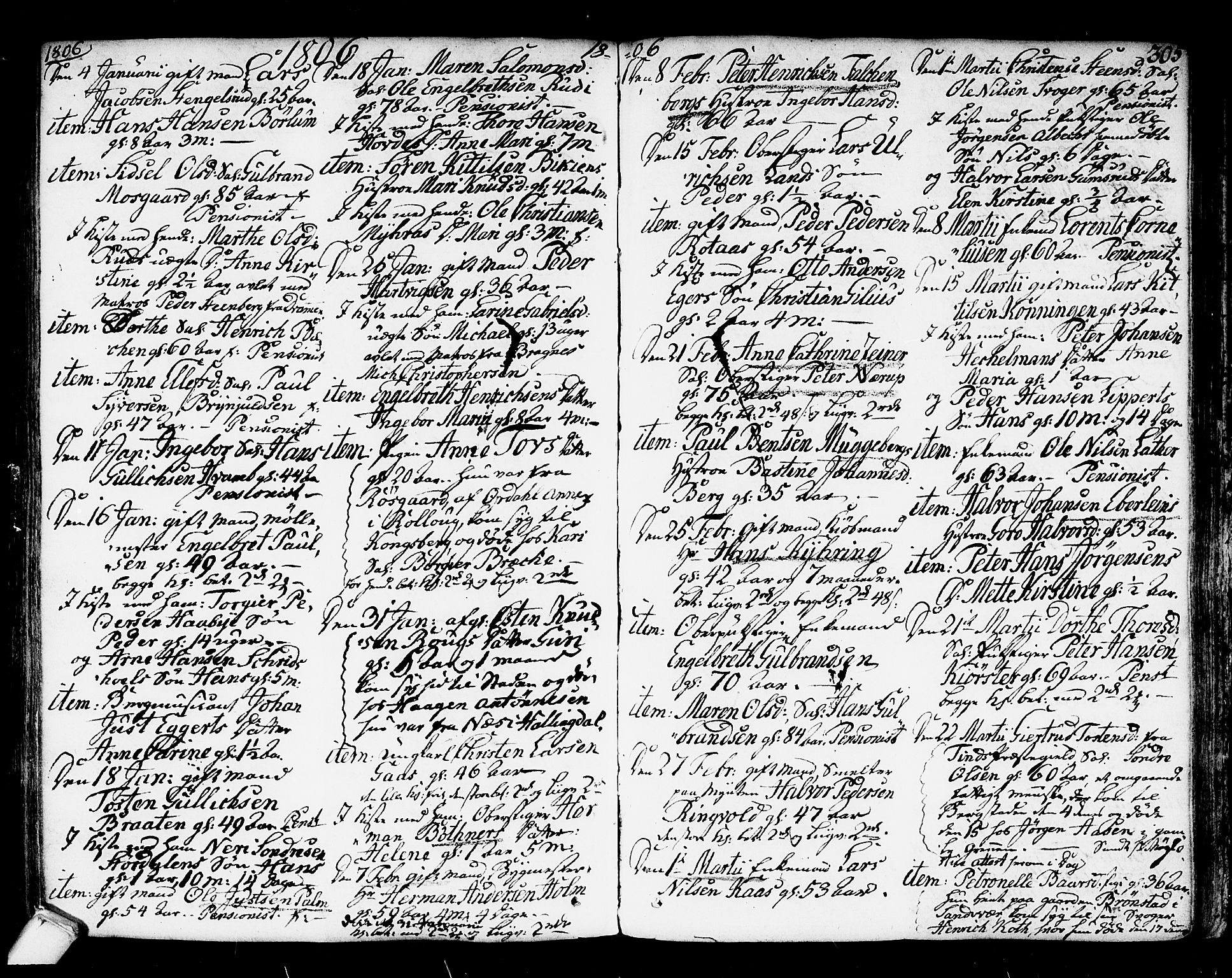 Kongsberg kirkebøker, SAKO/A-22/F/Fa/L0007: Parish register (official) no. I 7, 1795-1816, p. 305