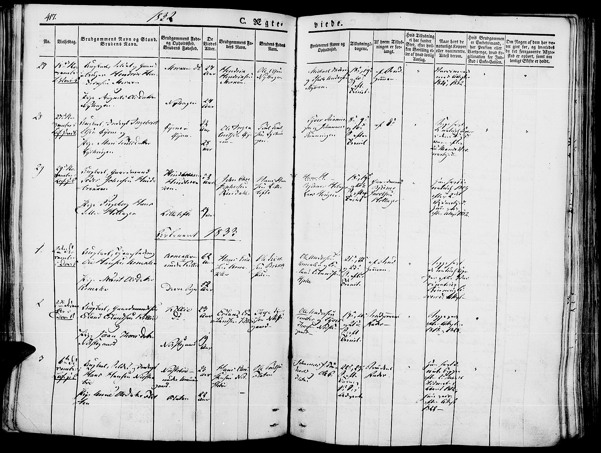 Lesja prestekontor, SAH/PREST-068/H/Ha/Haa/L0005: Parish register (official) no. 5, 1830-1842, p. 417