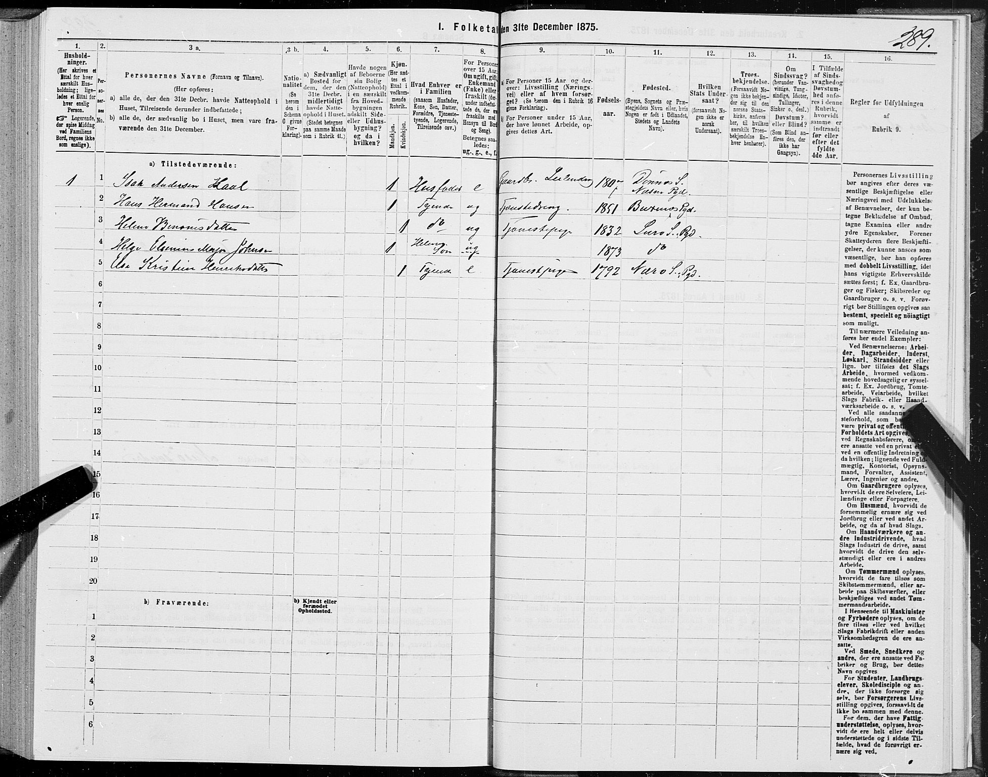 SAT, 1875 census for 1834P Lurøy, 1875, p. 3290