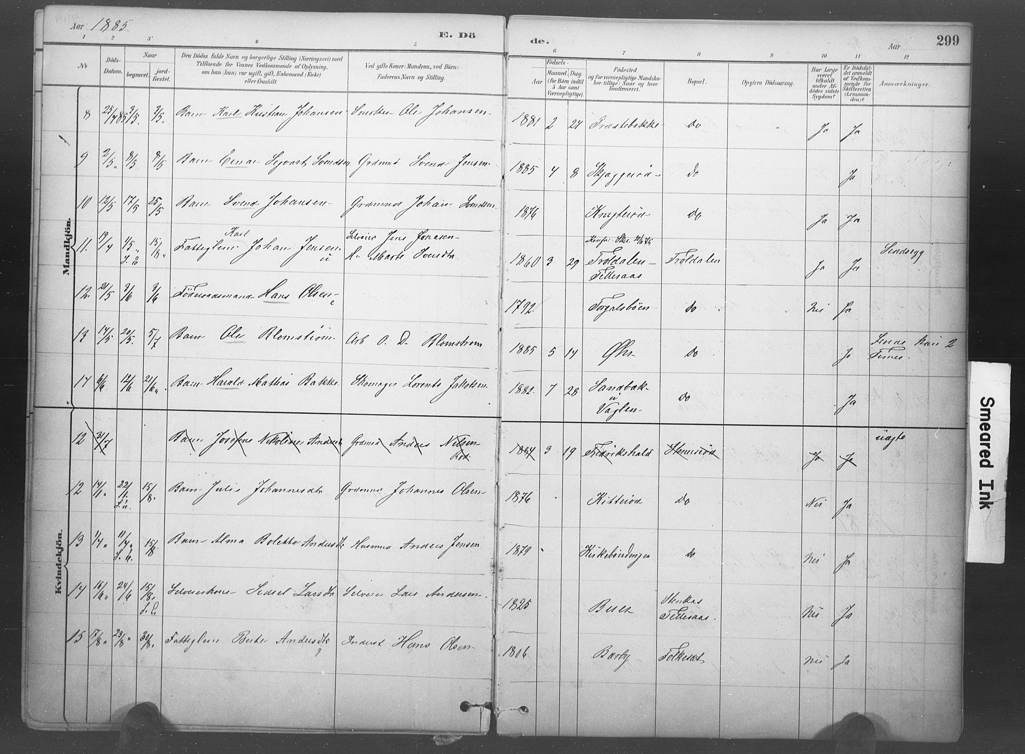 Idd prestekontor Kirkebøker, AV/SAO-A-10911/F/Fb/L0002: Parish register (official) no. II 2, 1882-1923, p. 299