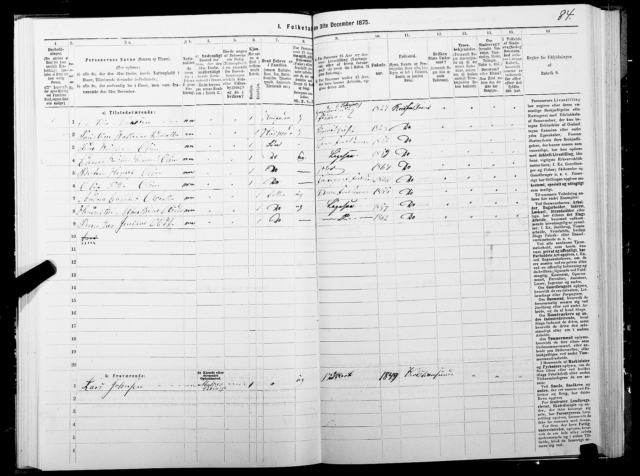 SATØ, 1875 census for 1927P Tranøy, 1875, p. 2084