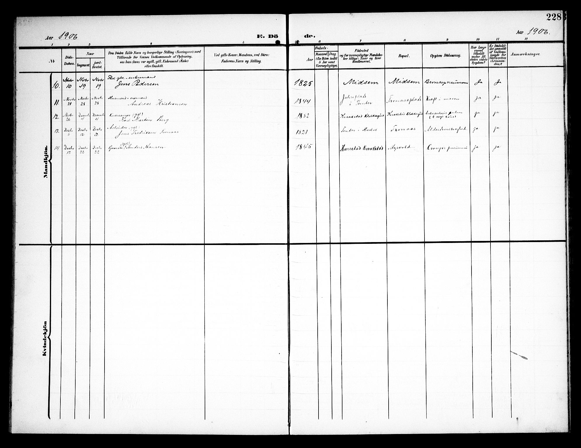 Kråkstad prestekontor Kirkebøker, AV/SAO-A-10125a/G/Ga/L0002: Parish register (copy) no. I 2, 1905-1934, p. 228