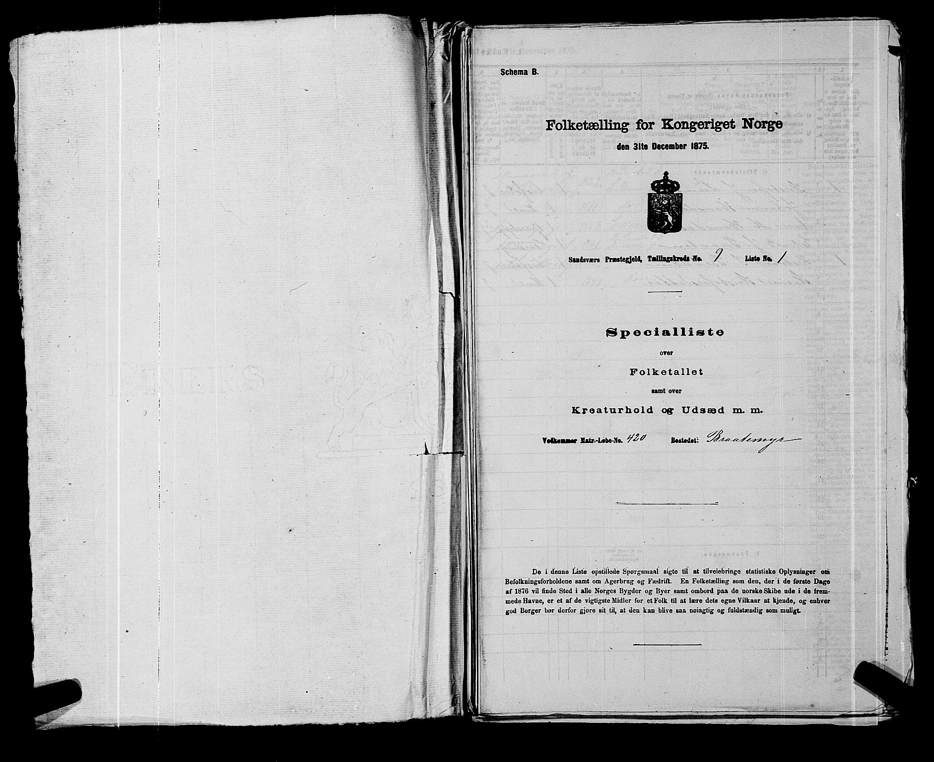 SAKO, 1875 census for 0629P Sandsvær, 1875, p. 1472