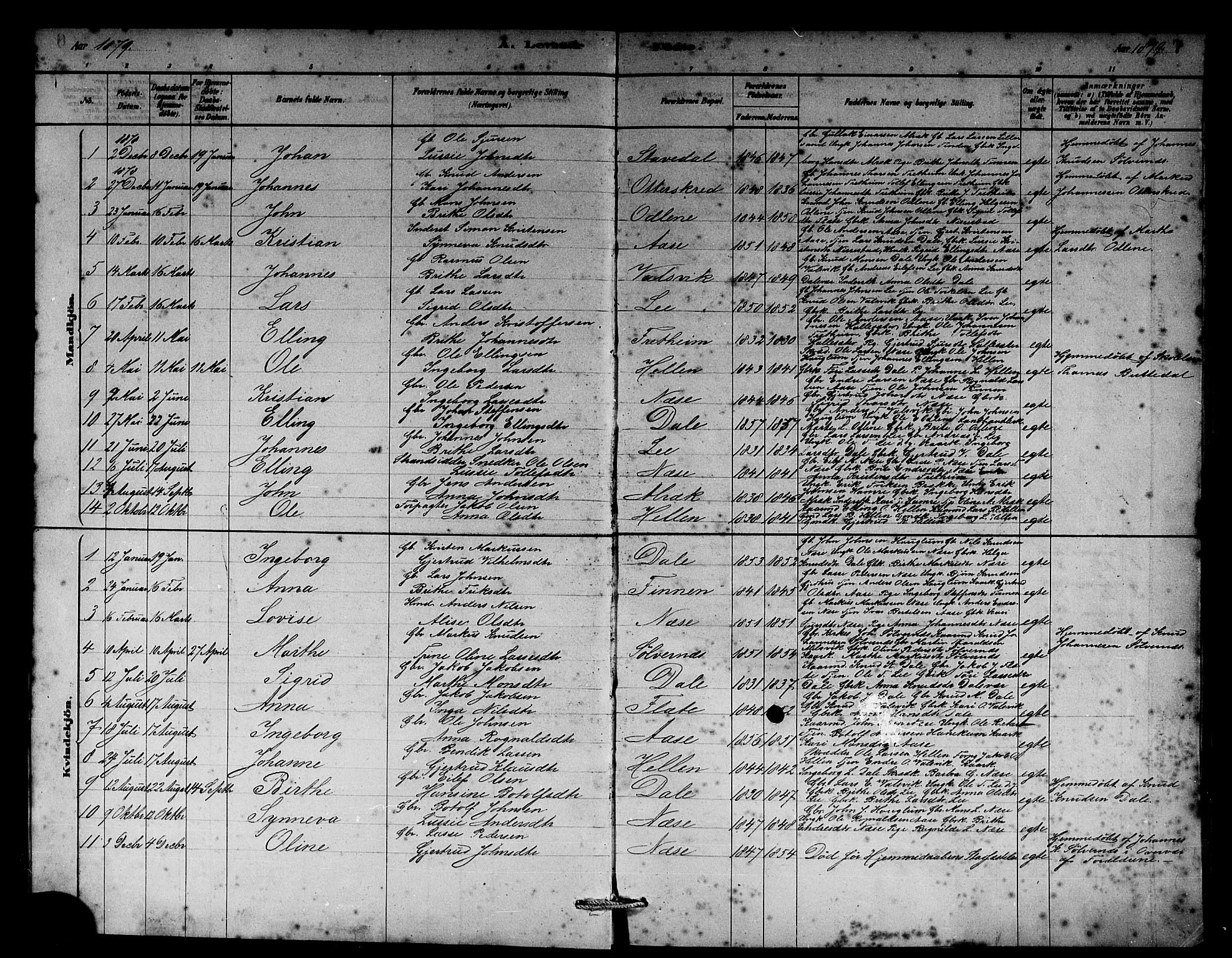 Vik sokneprestembete, AV/SAB-A-81501/H/Hab/Habb/L0002: Parish register (copy) no. B 2, 1878-1893, p. 7