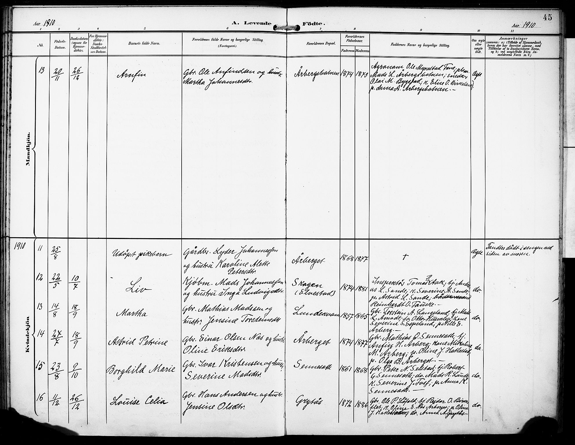 Gaular sokneprestembete, AV/SAB-A-80001/H/Haa: Parish register (official) no. B 2, 1898-1911, p. 45