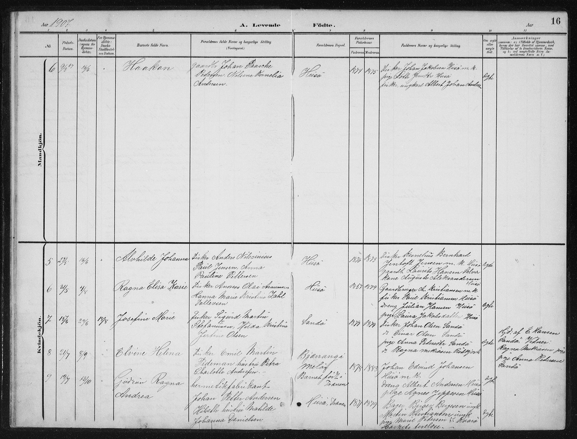 Ministerialprotokoller, klokkerbøker og fødselsregistre - Nordland, AV/SAT-A-1459/840/L0583: Parish register (copy) no. 840C03, 1901-1933, p. 16