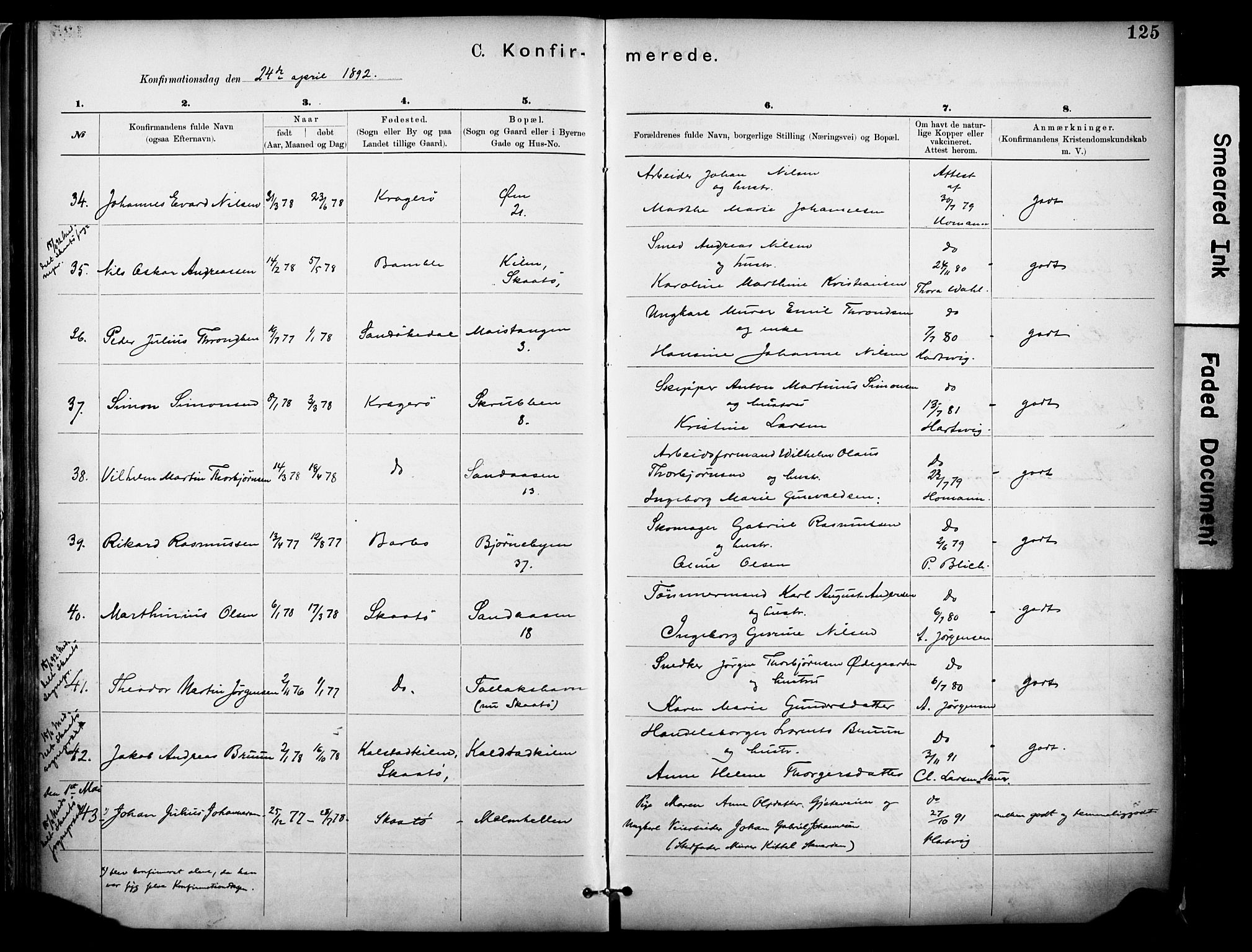 Kragerø kirkebøker, AV/SAKO-A-278/F/Fa/L0012: Parish register (official) no. 12, 1880-1904, p. 125