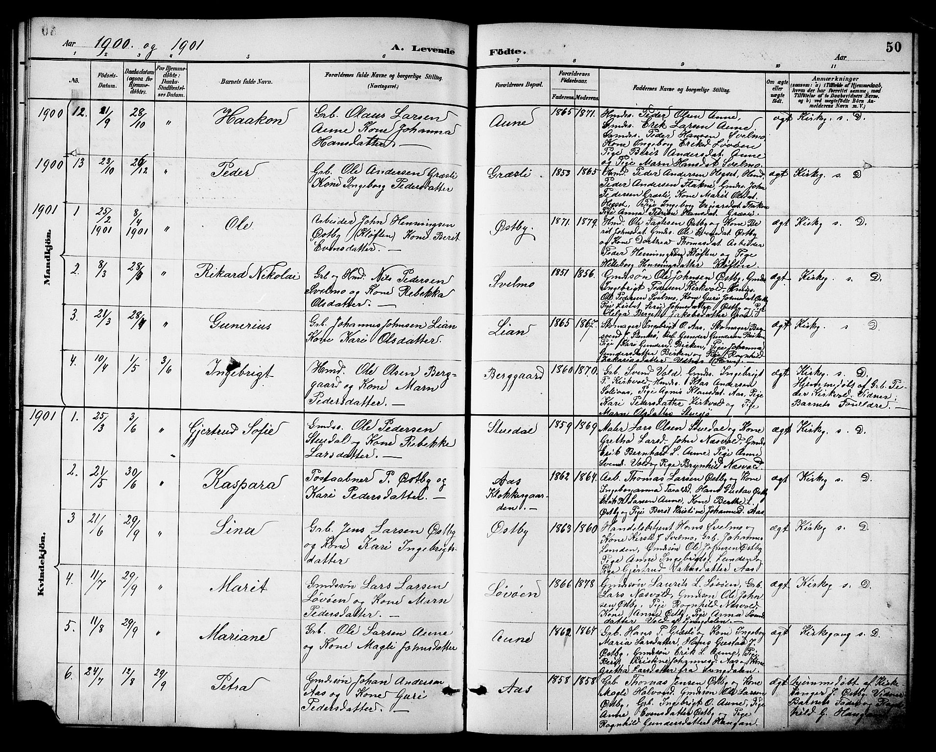 Ministerialprotokoller, klokkerbøker og fødselsregistre - Sør-Trøndelag, SAT/A-1456/698/L1167: Parish register (copy) no. 698C04, 1888-1907, p. 50