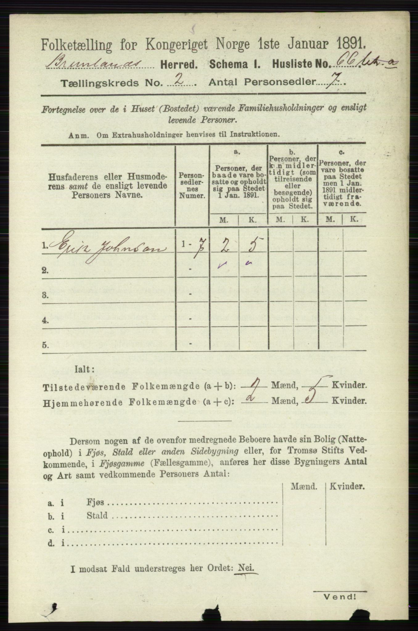 RA, 1891 census for 0726 Brunlanes, 1891, p. 672