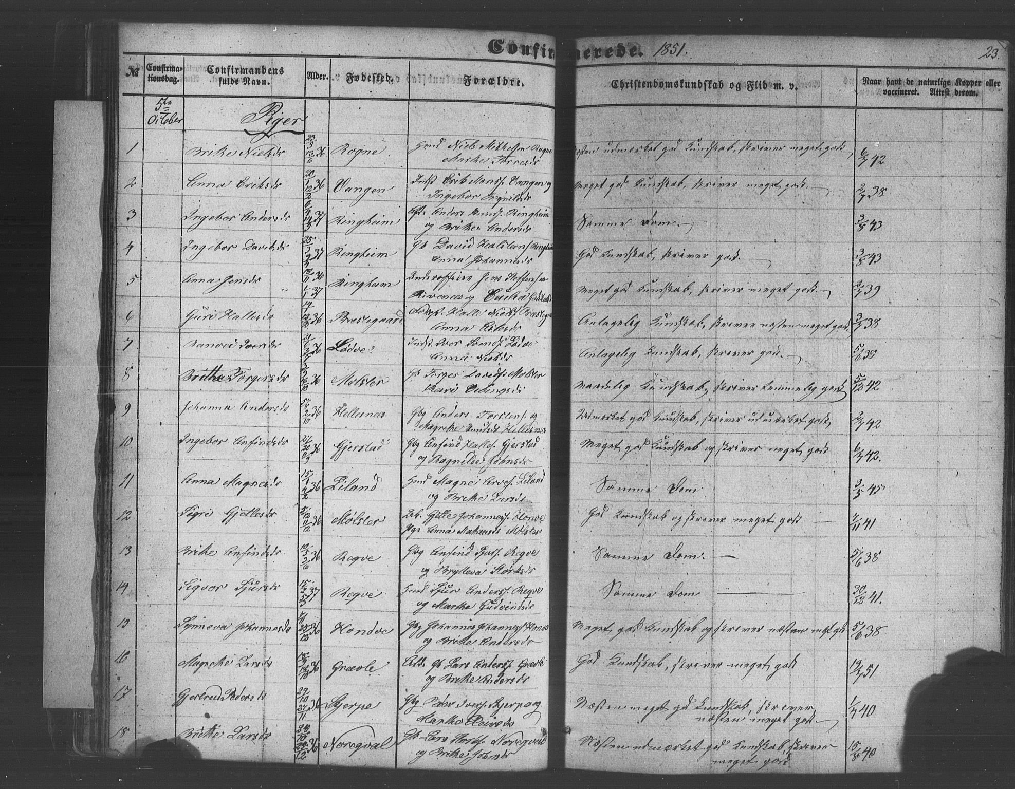 Voss sokneprestembete, SAB/A-79001/H/Haa: Parish register (official) no. A 18, 1848-1876, p. 23