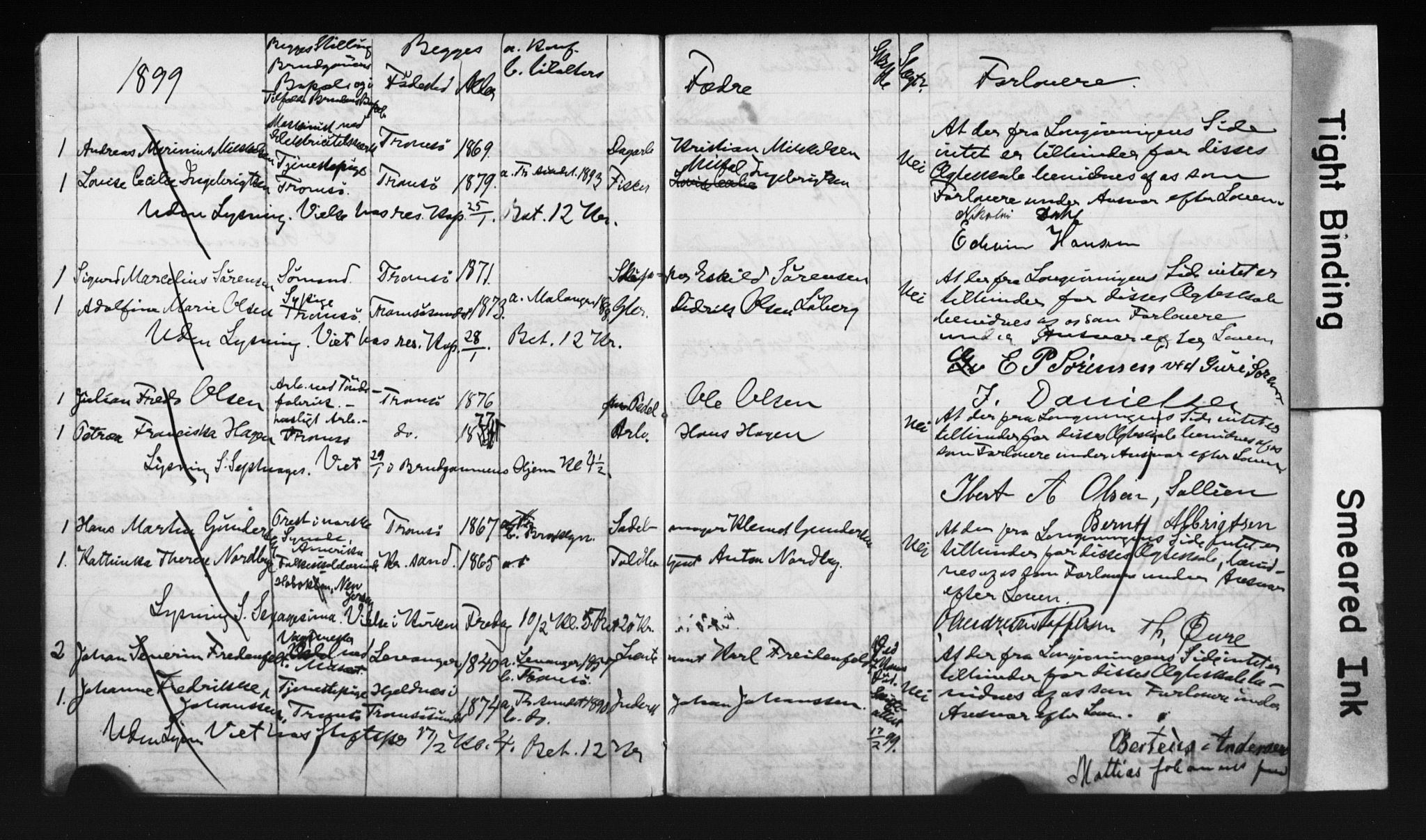 Tromsø sokneprestkontor/stiftsprosti/domprosti, AV/SATØ-S-1343/H/Hc/L0099/0003: Banns register no. 99.3, 1899-1901