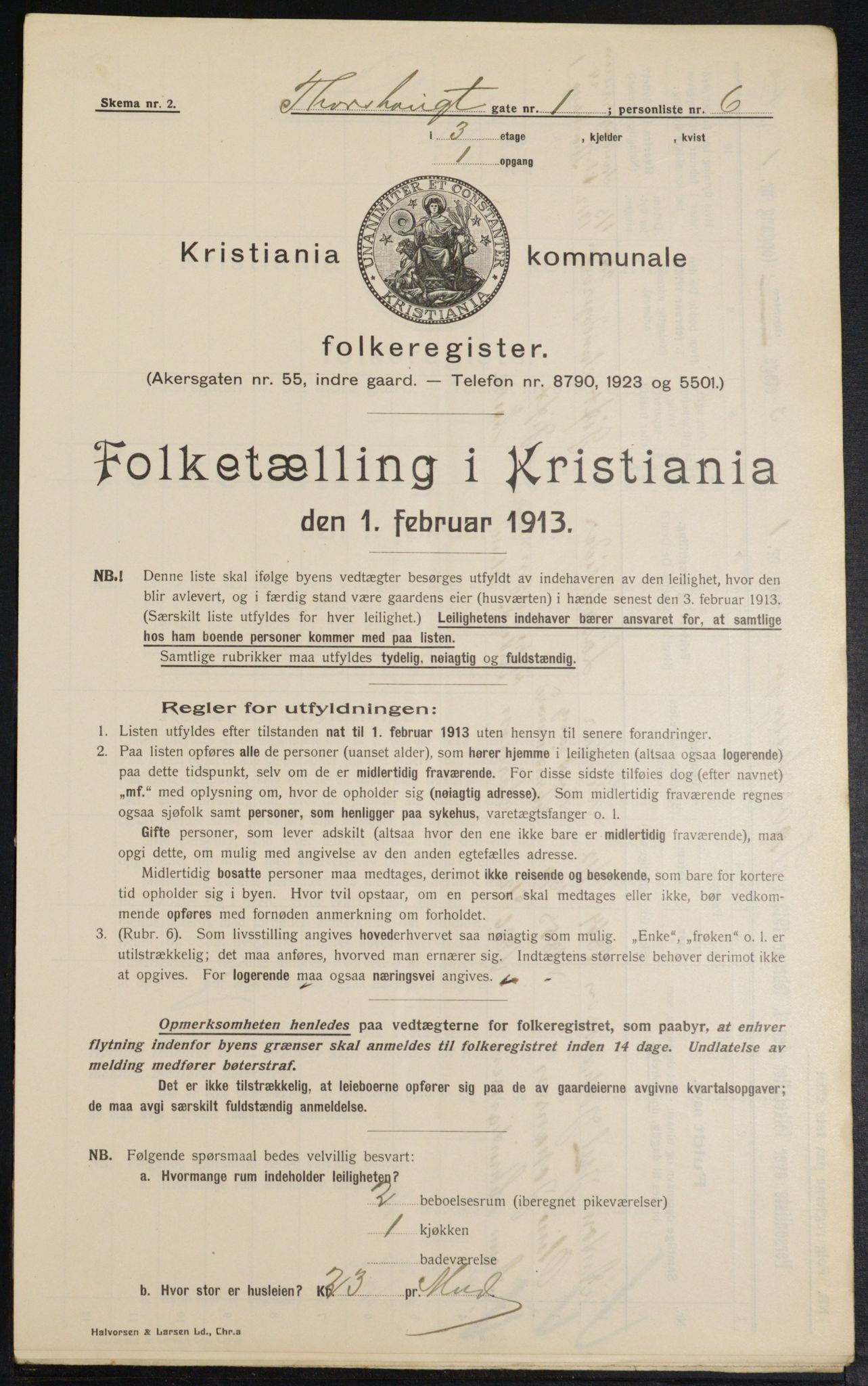 OBA, Municipal Census 1913 for Kristiania, 1913, p. 114412