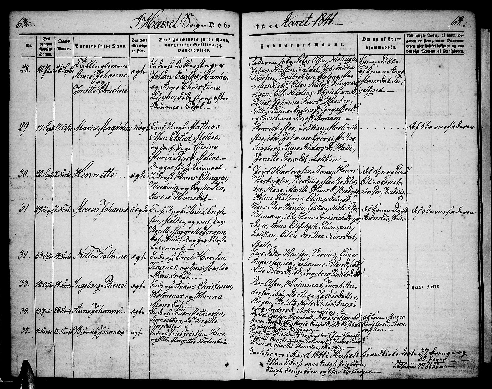 Ministerialprotokoller, klokkerbøker og fødselsregistre - Nordland, SAT/A-1459/888/L1239: Parish register (official) no. 888A06 /1, 1837-1849, p. 63-64