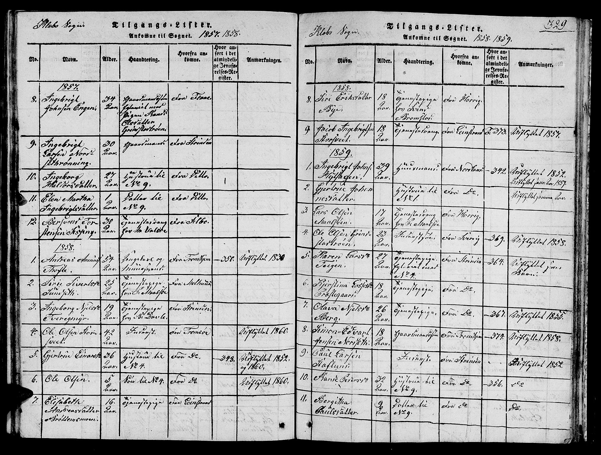 Ministerialprotokoller, klokkerbøker og fødselsregistre - Sør-Trøndelag, SAT/A-1456/618/L0450: Parish register (copy) no. 618C01, 1816-1865, p. 329