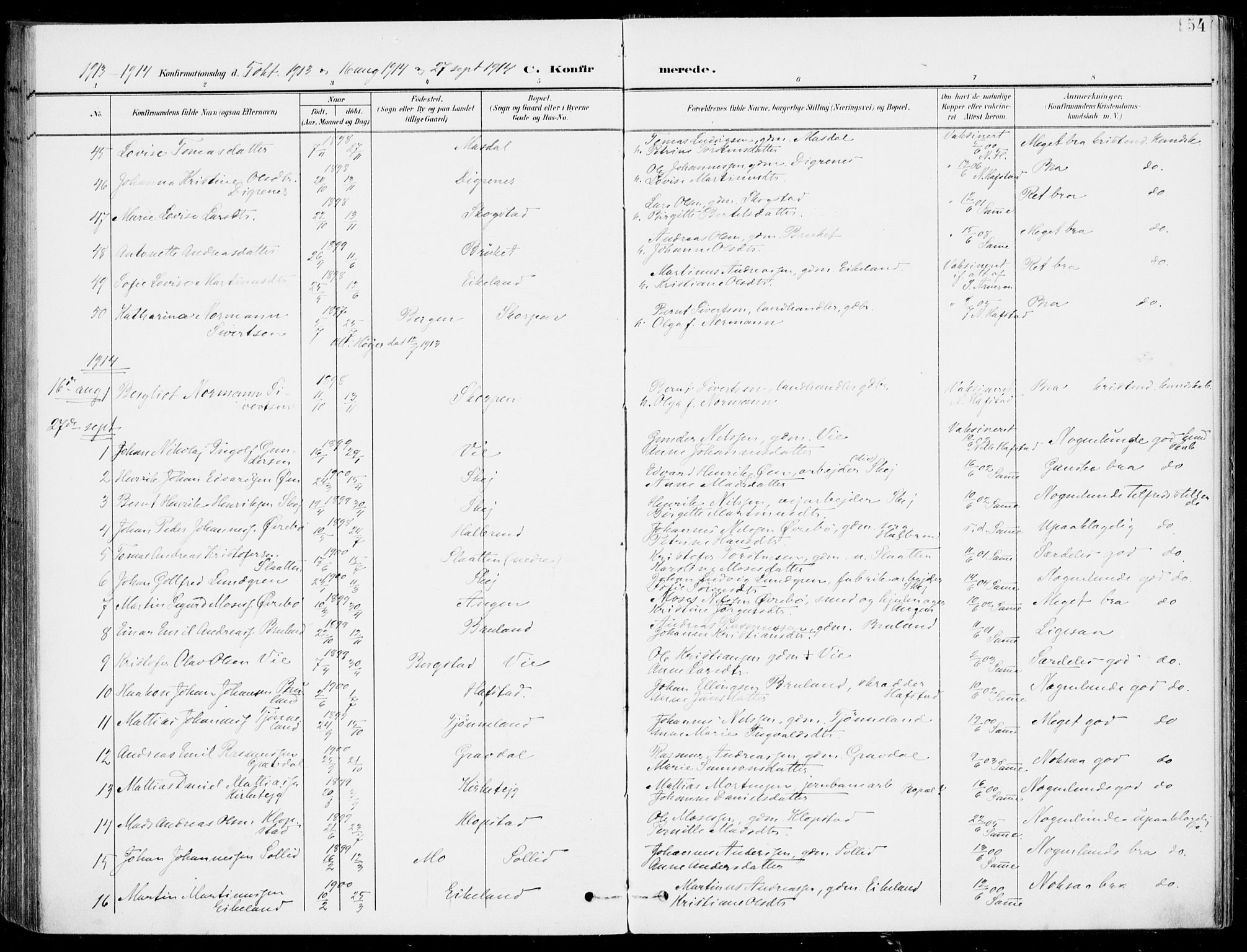 Førde sokneprestembete, SAB/A-79901/H/Haa/Haab/L0002: Parish register (official) no. B  2, 1899-1920, p. 154