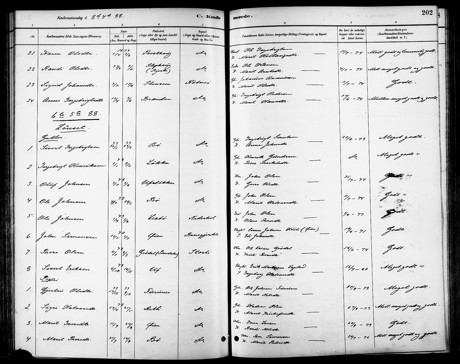 Ministerialprotokoller, klokkerbøker og fødselsregistre - Sør-Trøndelag, SAT/A-1456/678/L0901: Parish register (official) no. 678A10, 1881-1894, p. 202