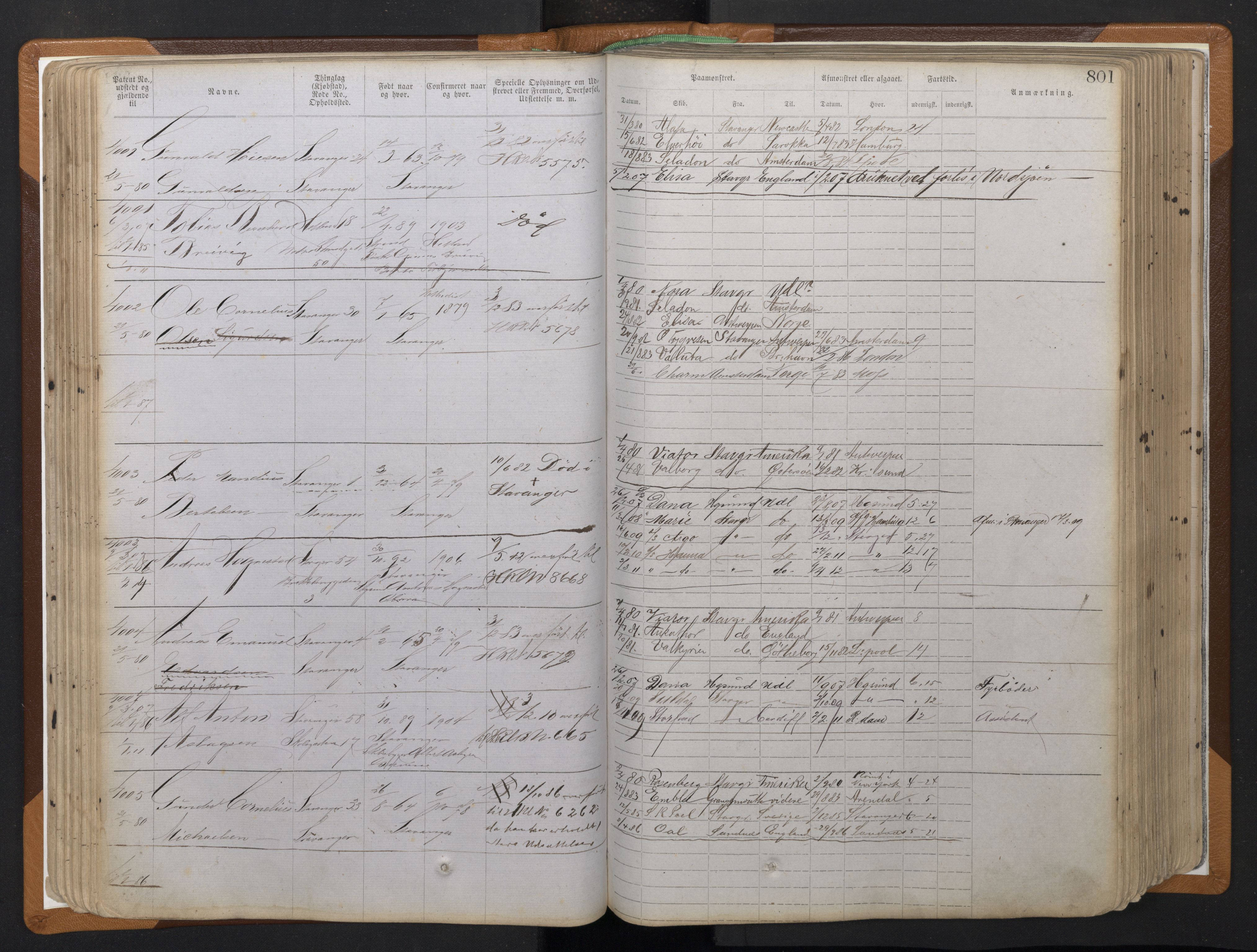 Stavanger sjømannskontor, AV/SAST-A-102006/F/Ff/L0010: Annotasjonsrulle, patentnr. 3605-5225 (dublett), 1878-1900, p. 83
