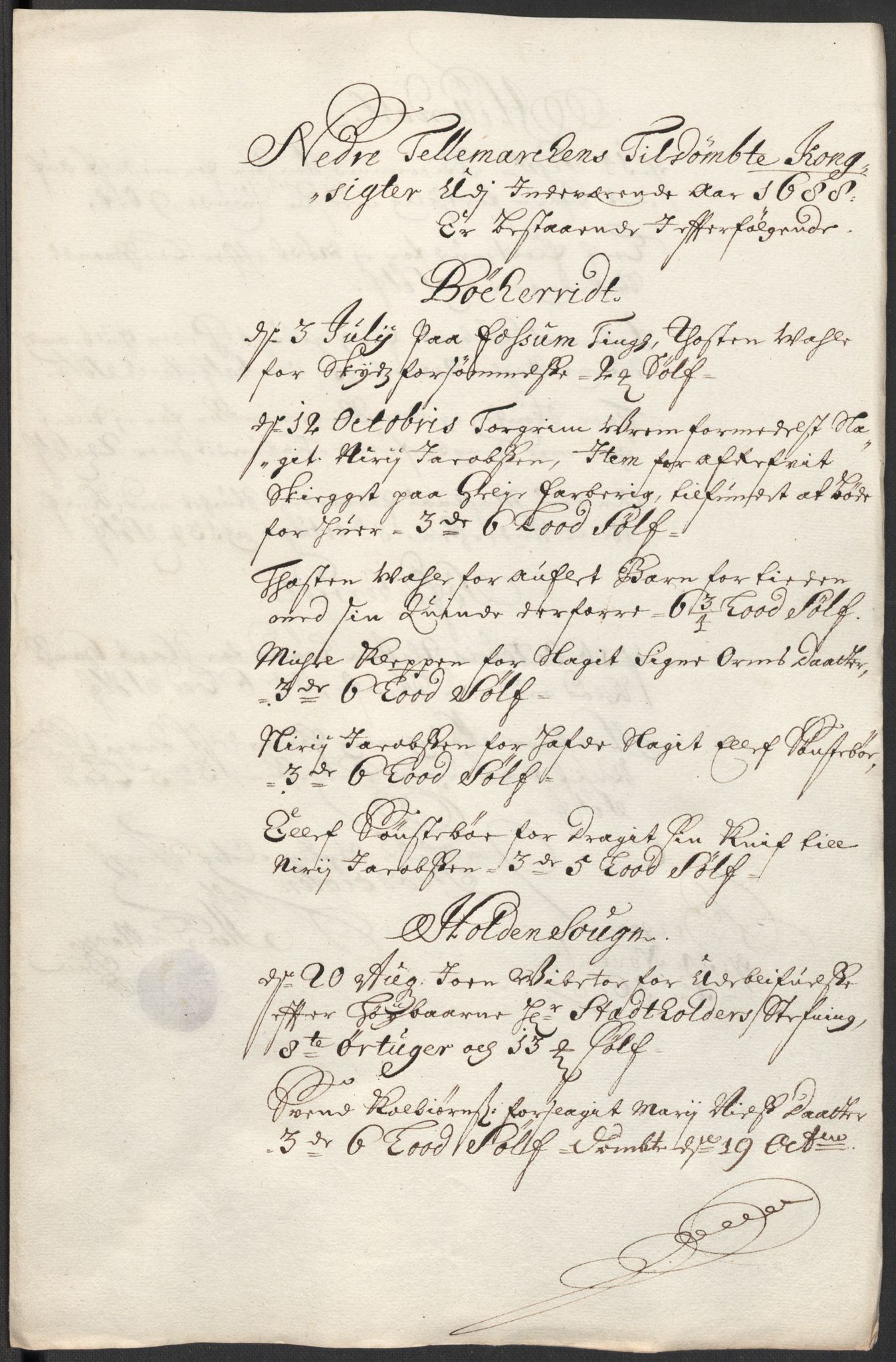 Rentekammeret inntil 1814, Reviderte regnskaper, Fogderegnskap, AV/RA-EA-4092/R35/L2087: Fogderegnskap Øvre og Nedre Telemark, 1687-1689, p. 15