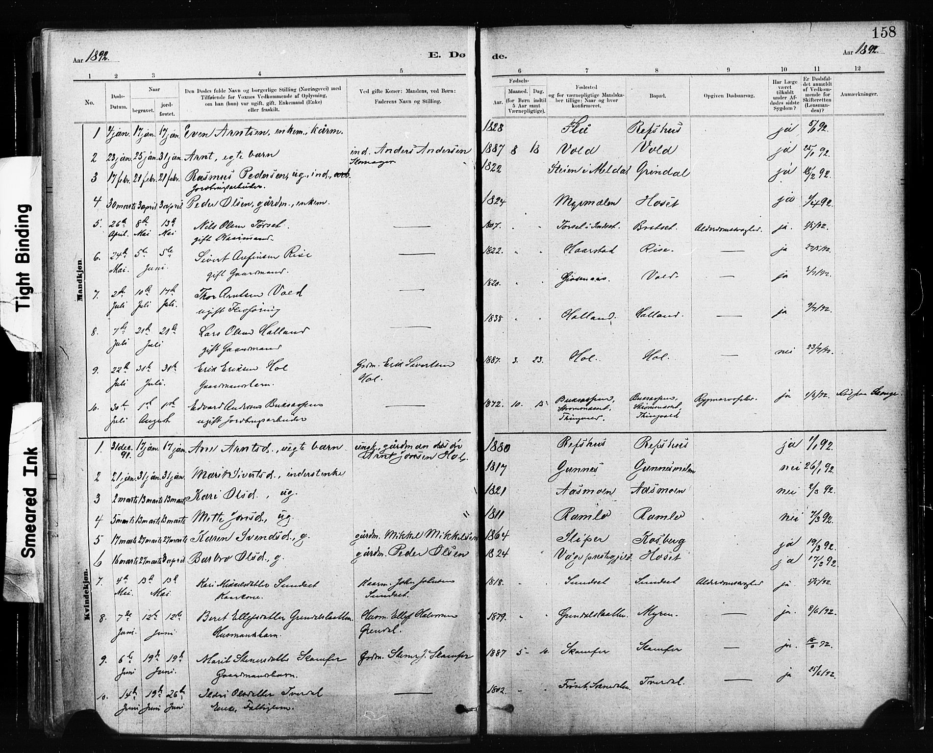 Ministerialprotokoller, klokkerbøker og fødselsregistre - Sør-Trøndelag, AV/SAT-A-1456/674/L0871: Parish register (official) no. 674A03, 1880-1896, p. 158