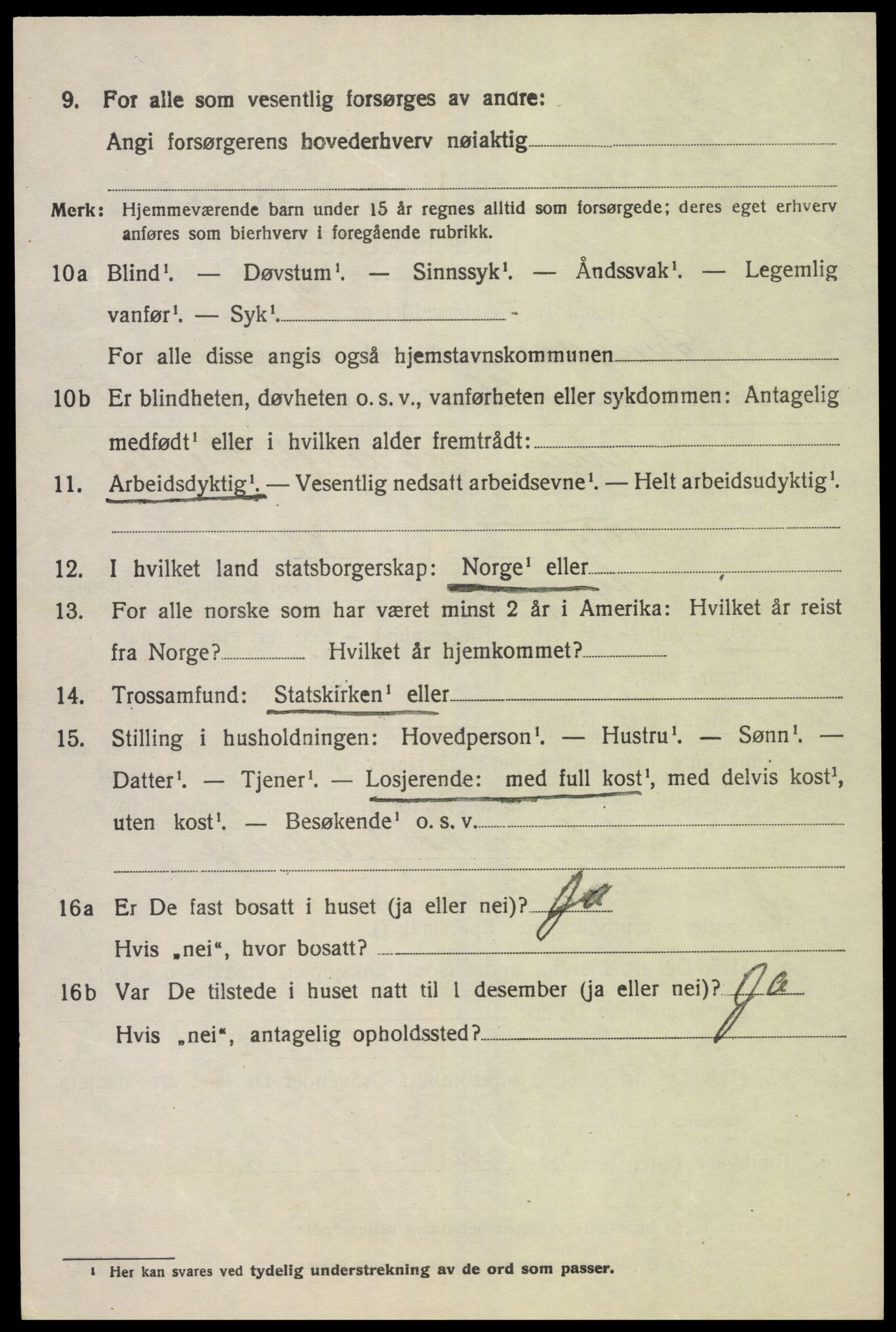 SAK, 1920 census for Lyngdal, 1920, p. 4406